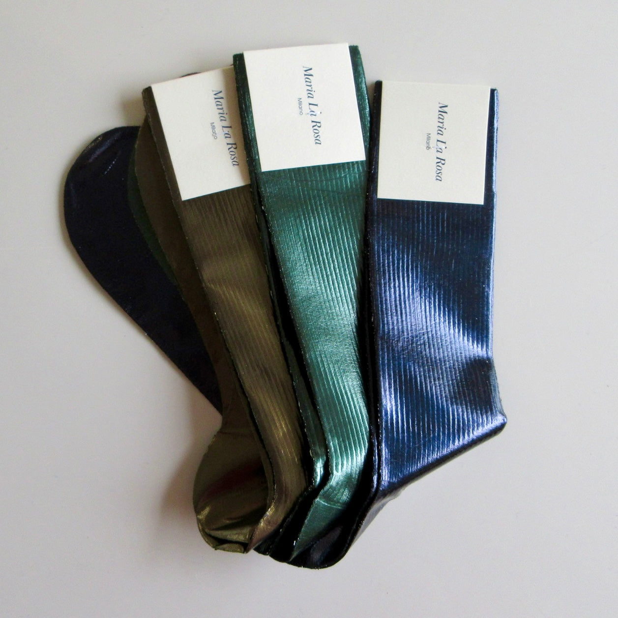 One Ribbed Laminated Socks Men's Forest Green