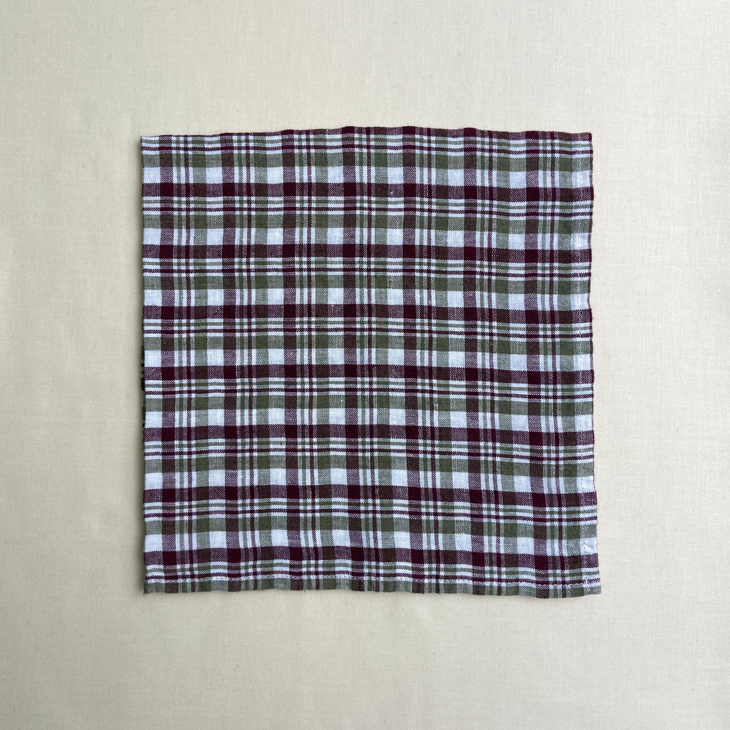 Linen Napkin - Bordeaux Plaid