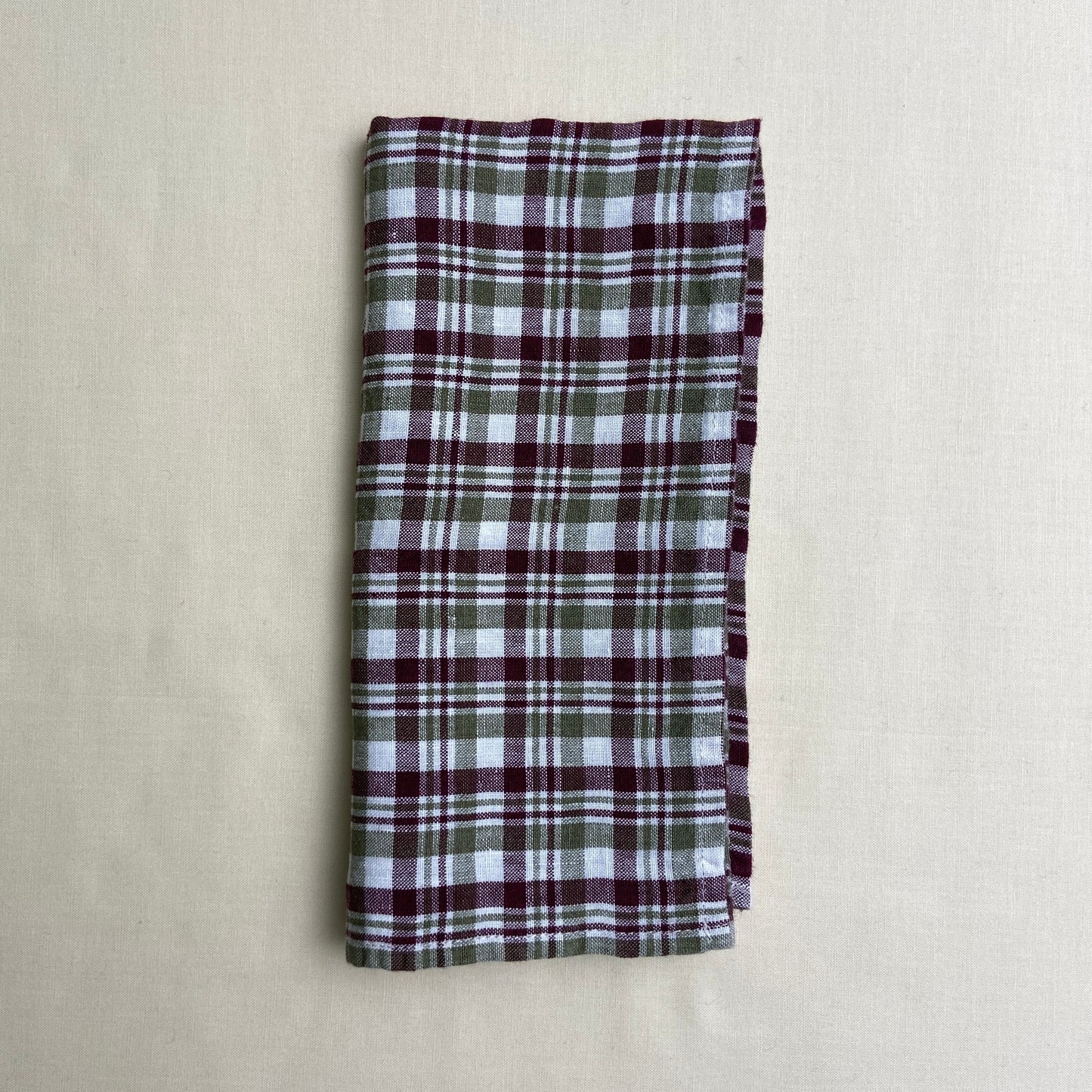 Linen Napkin - Bordeaux Plaid