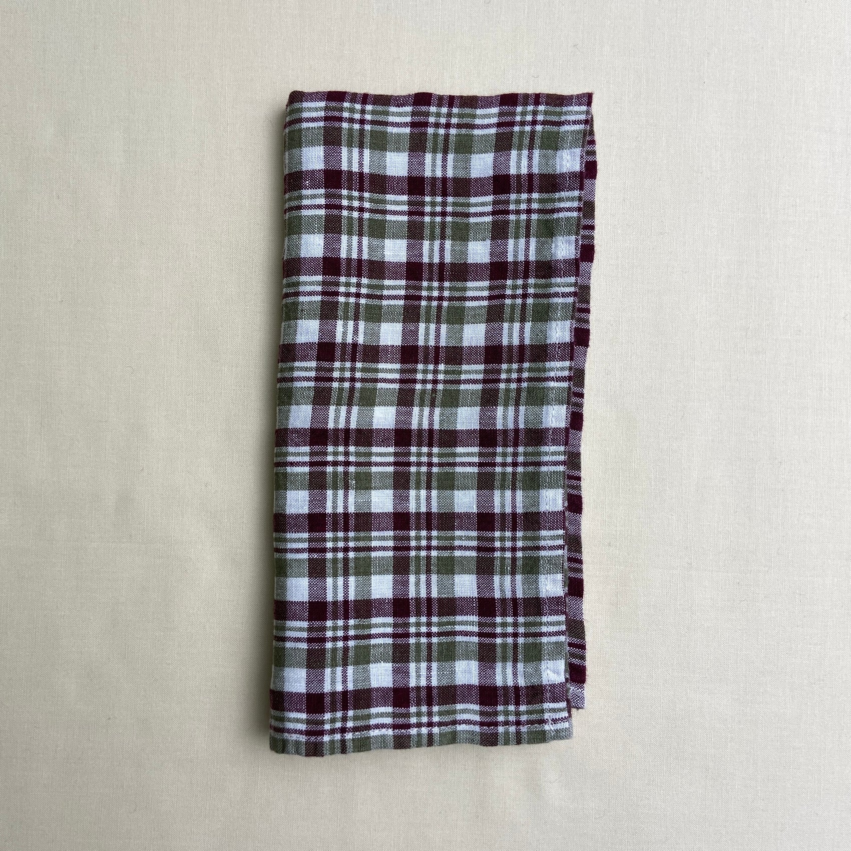 Linen Napkin - Bordeaux Plaid