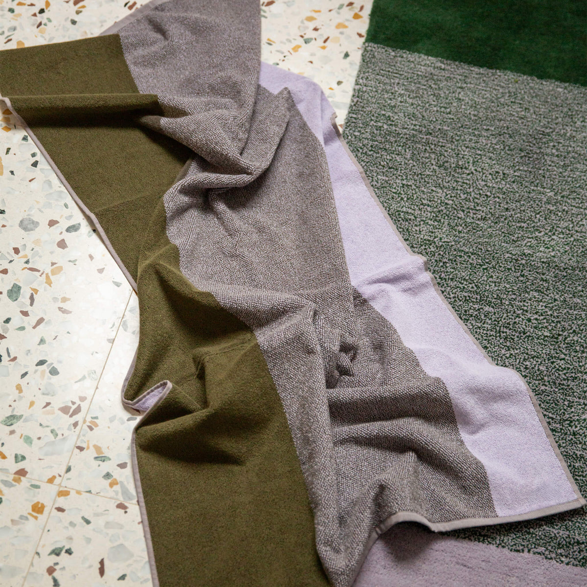 Lex Pott Bath Towel Set - Green/Lilac