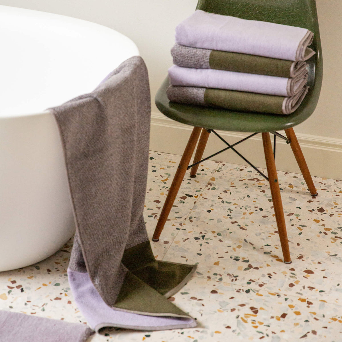 Lex Pott Bath Towel Set - Green/Lilac