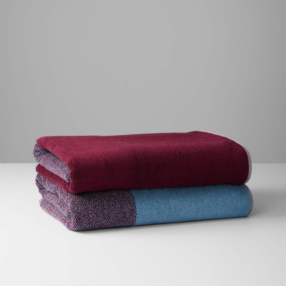 Lex Pott Bath Towel Set - Sky Blue/Bordeaux