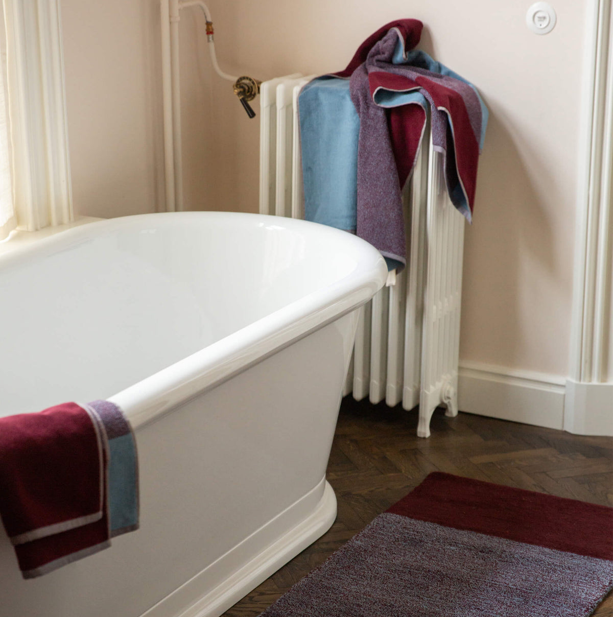 Lex Pott Bath Towel Set - Sky Blue/Bordeaux