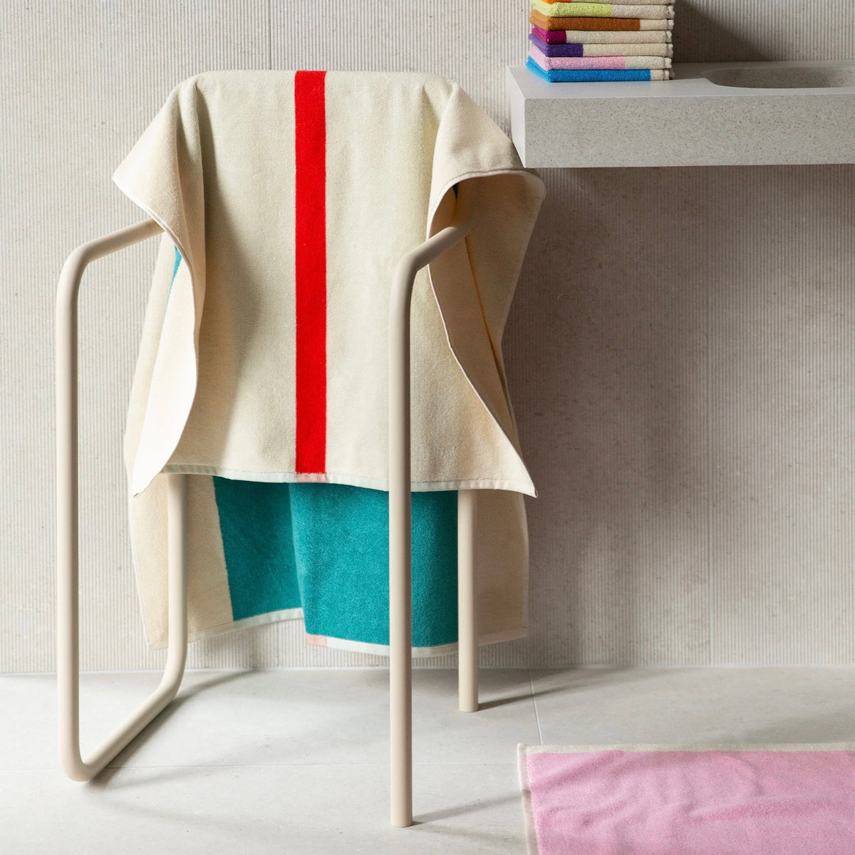 Martens & Martens Bath Towel - Red Turquoise