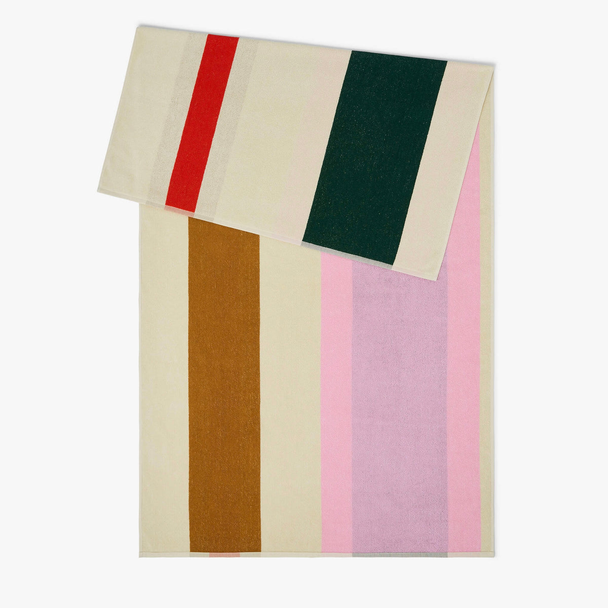 Martens & Martens Bath Sheet/Beach Towel - Red Dark Green Toffee Pink