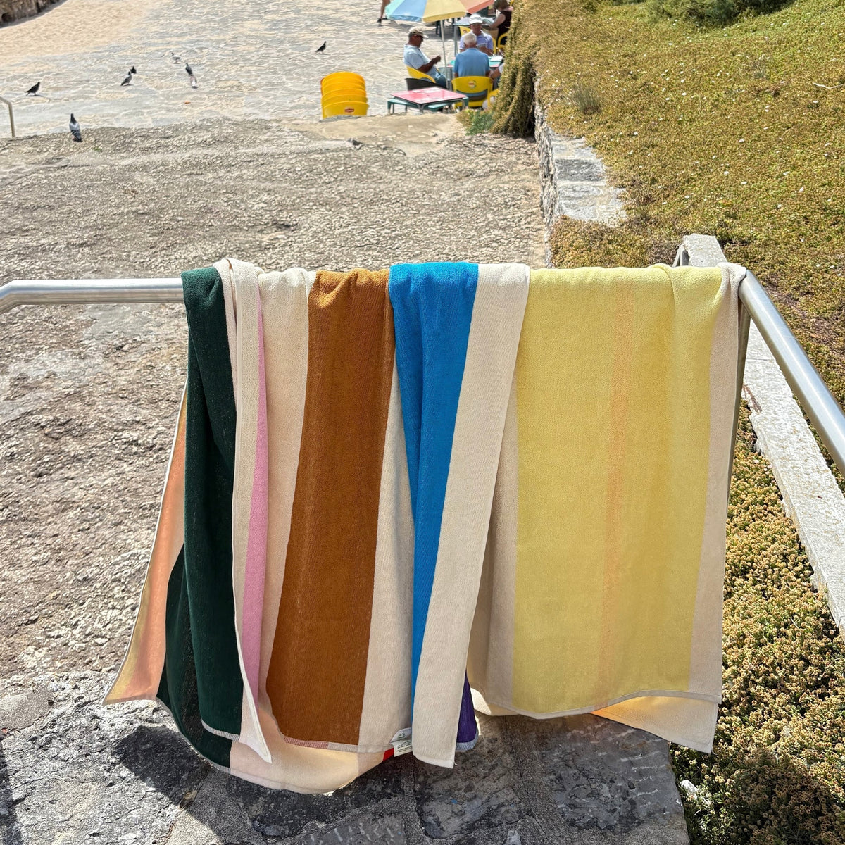 Martens & Martens Bath Sheet/Beach Towel - Red Dark Green Toffee Pink