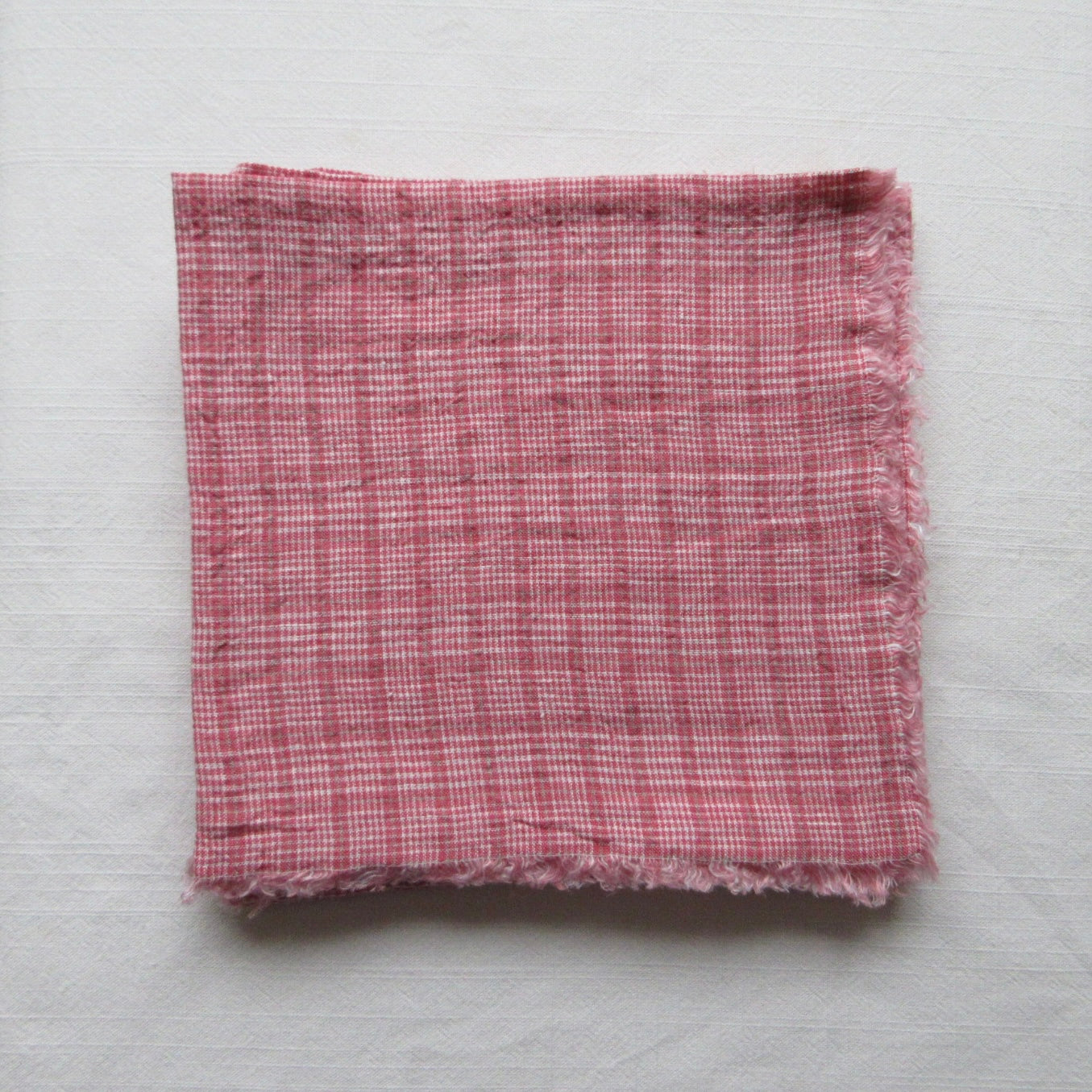 Fringed Napkin Set of 6 Red Check
