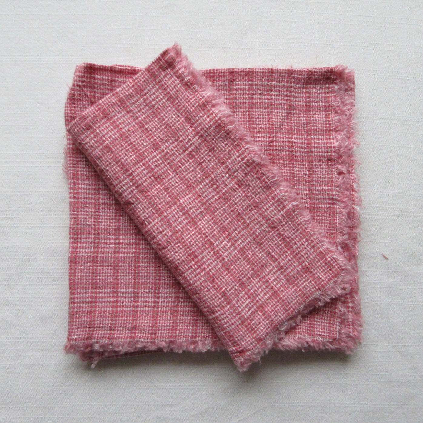 Fringed Napkin Set of 6 Red Check