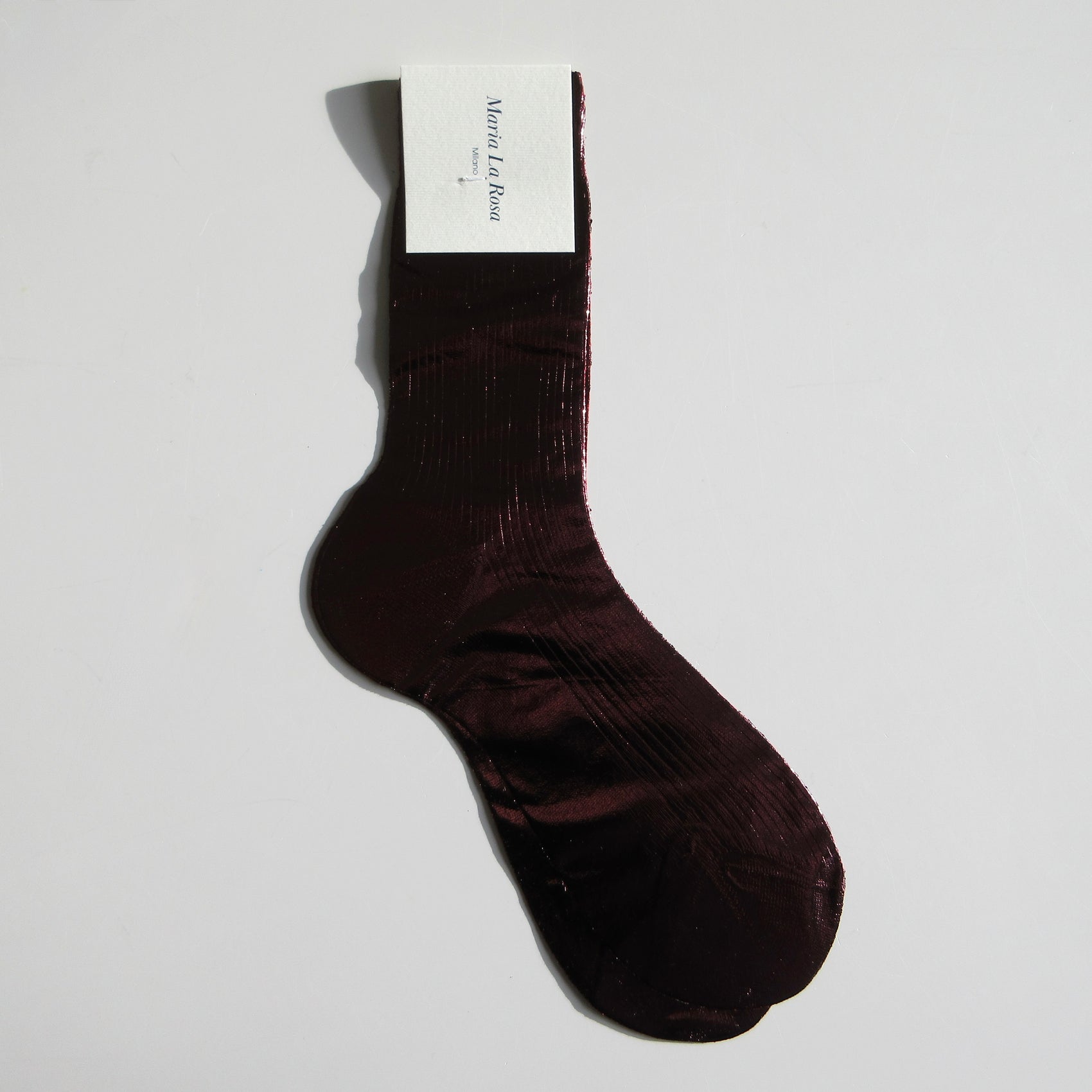 One Ribbed Laminated Socks Bordeaux