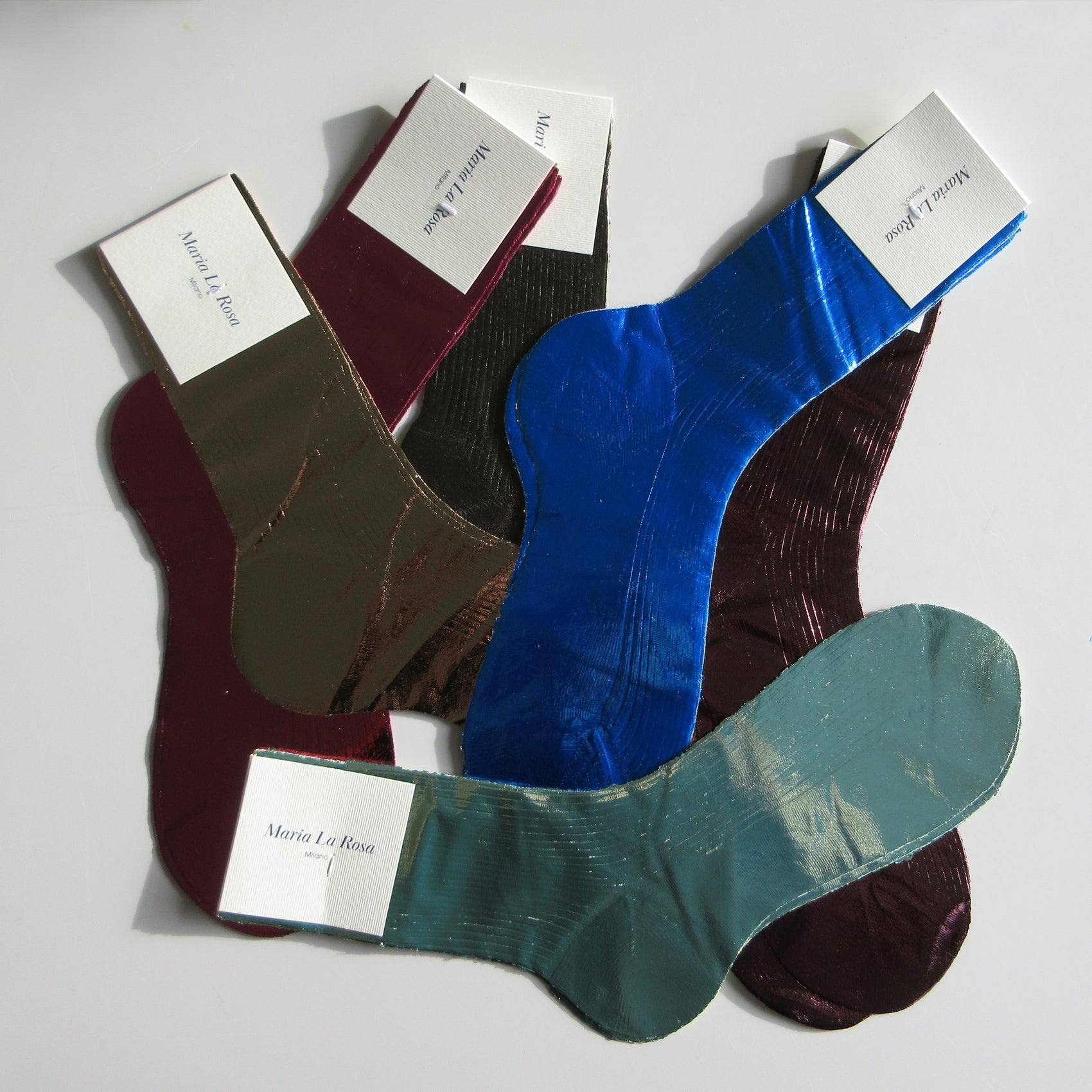 One Ribbed Laminated Socks Cielo