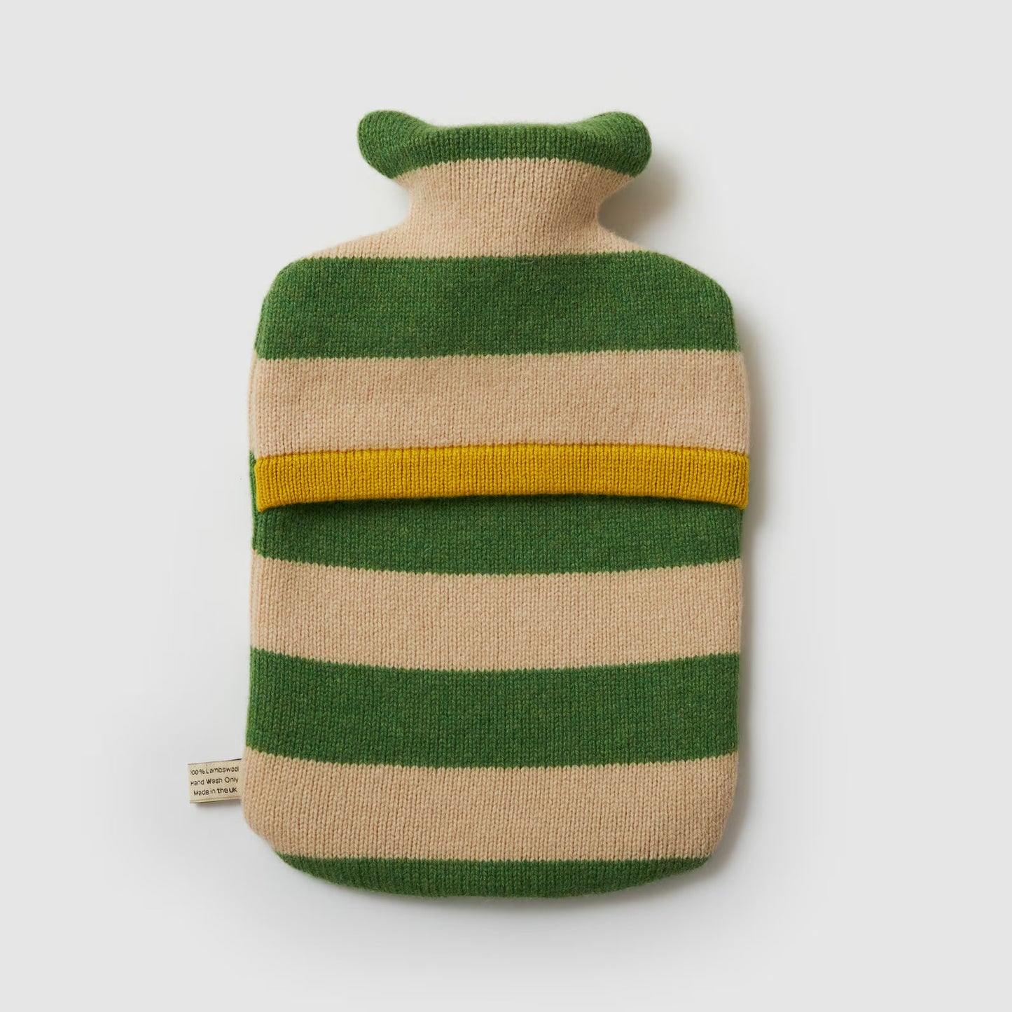 Stripe Oatmeal & Green Hot Water Bottle & Cover