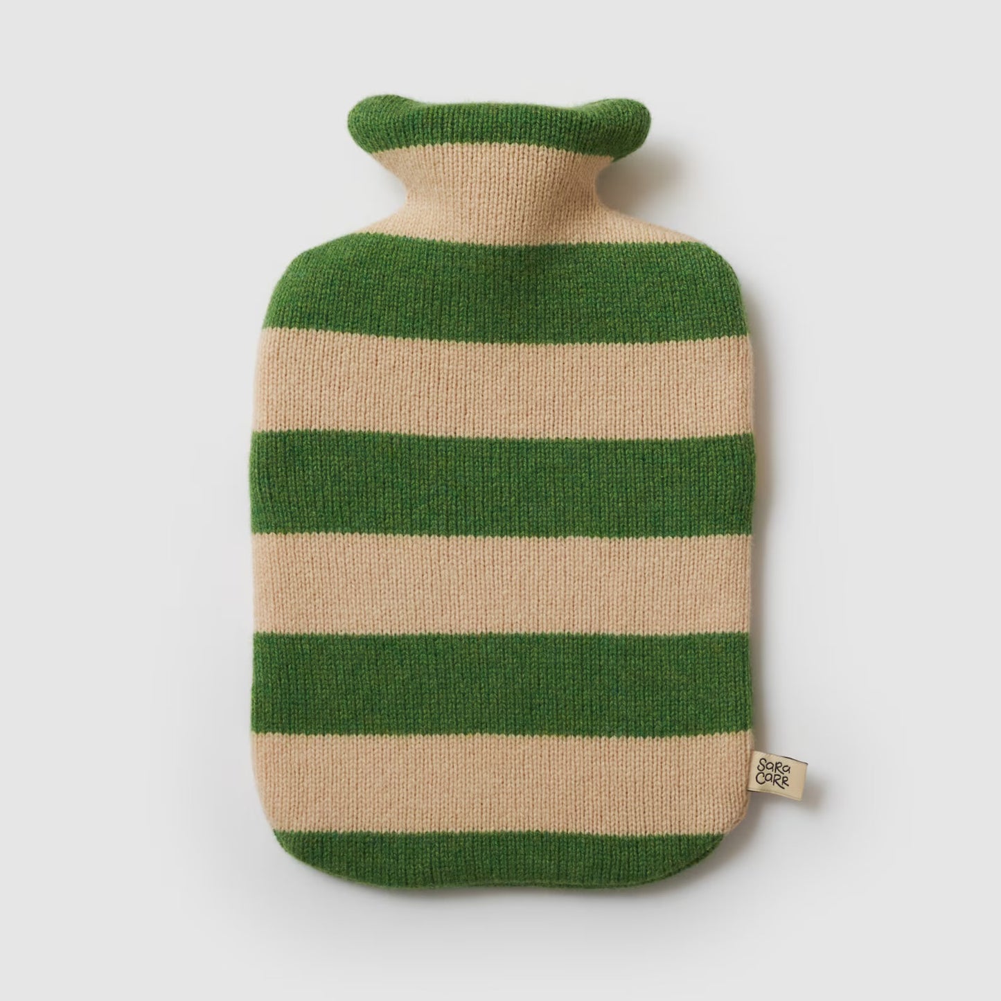 Stripe Oatmeal & Green Hot Water Bottle & Cover