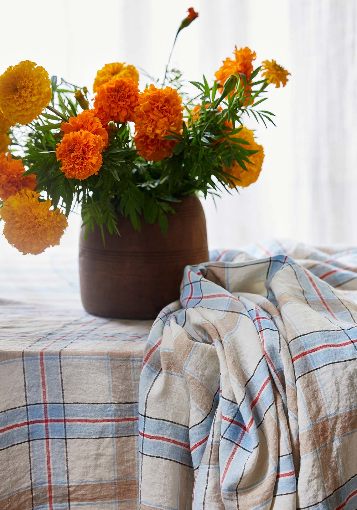 Linen Tablecloth Blue Hanky