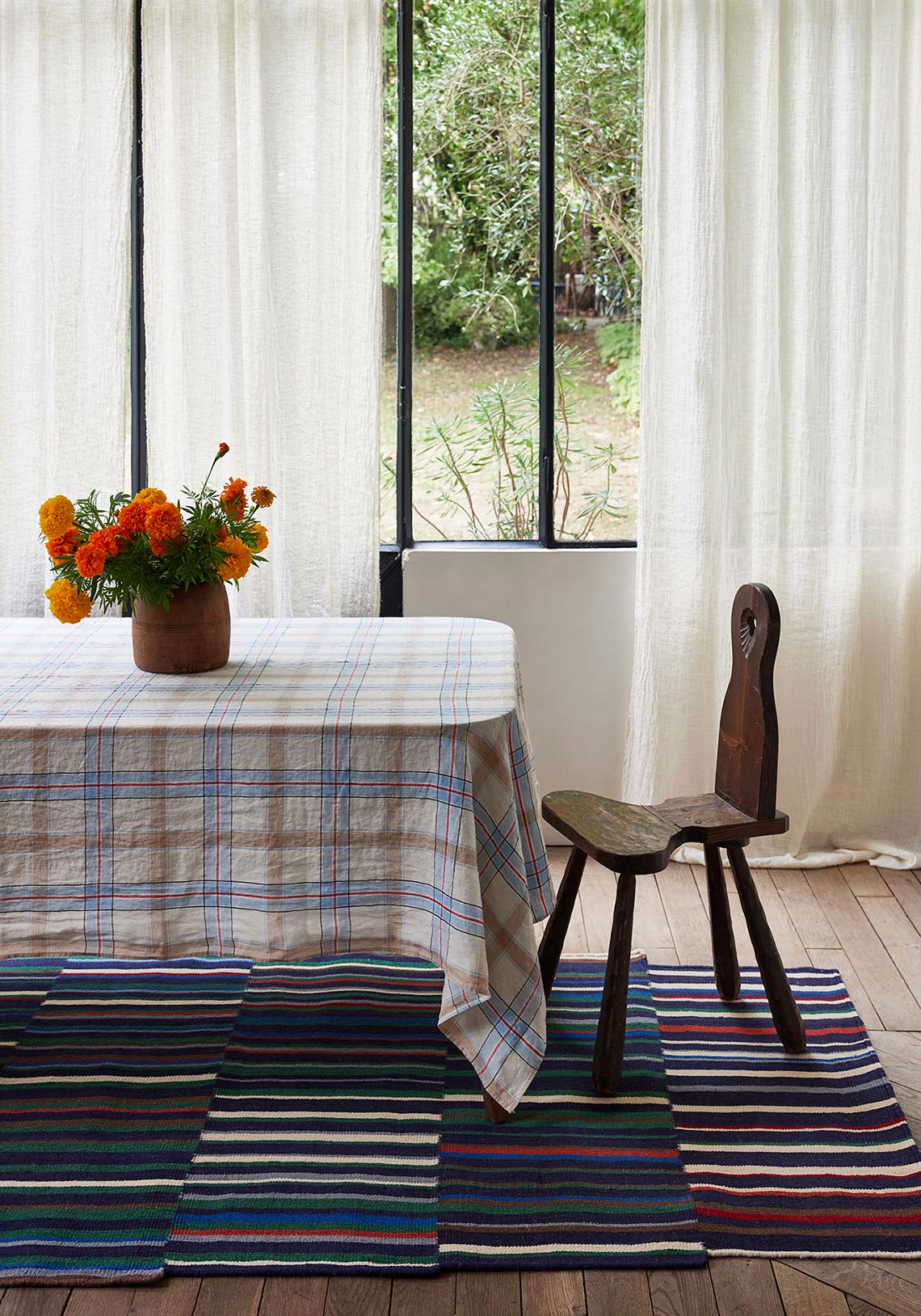 Linen Tablecloth Blue Hanky