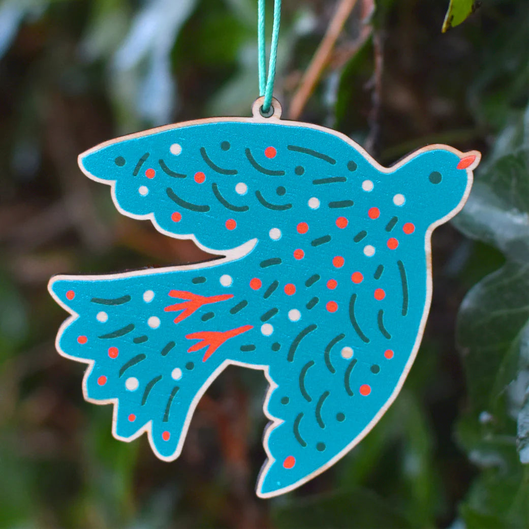 Bird in Flight Printed Wooden Ornament