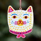 Cat Wearing Ribbon Printed Wooden Ornament
