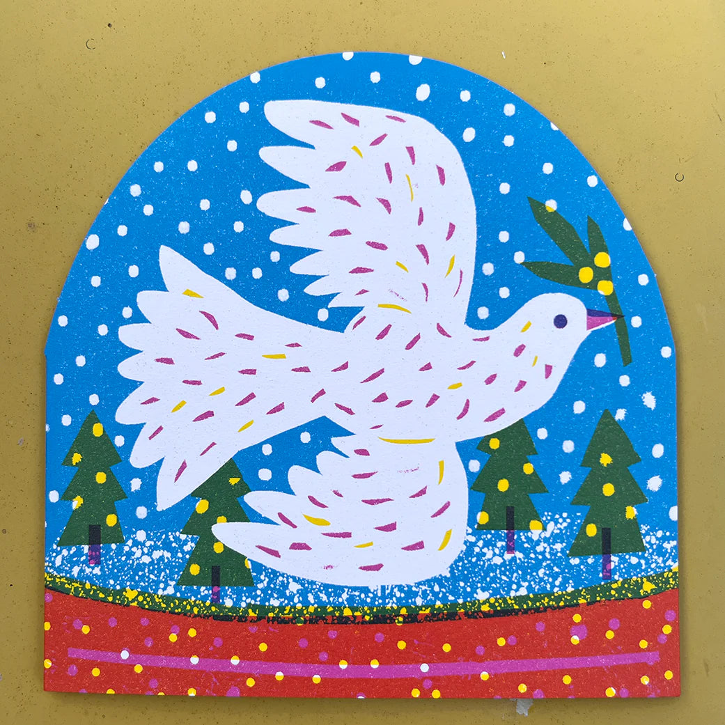 White Bird Snowglobe Card