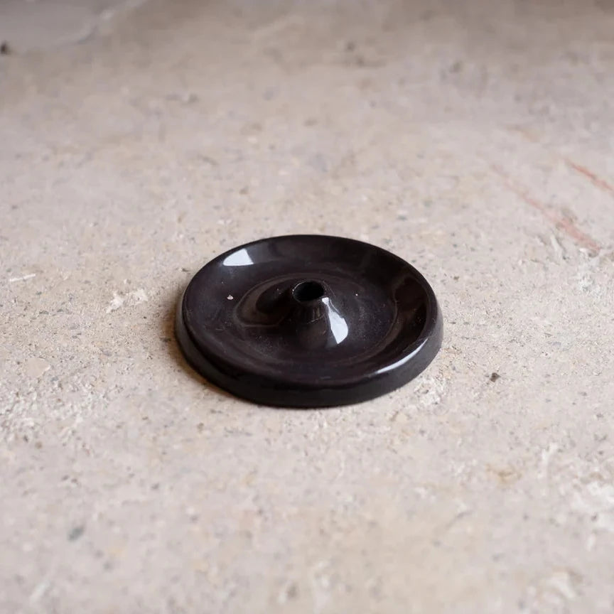 Festive Ceramic Candleholder Glossy Black