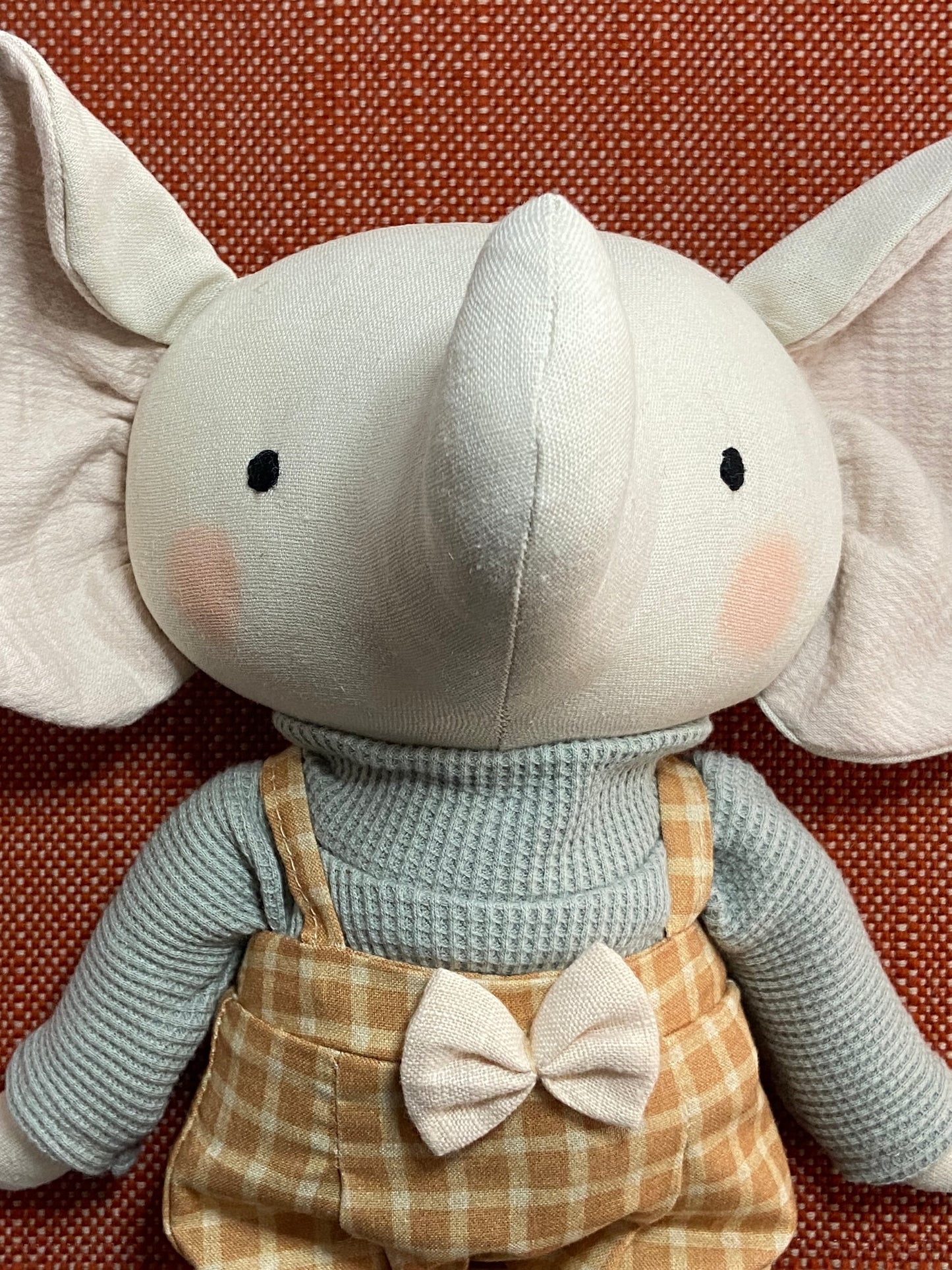 Elephant Heirloom Doll in Ocre Check Trousers