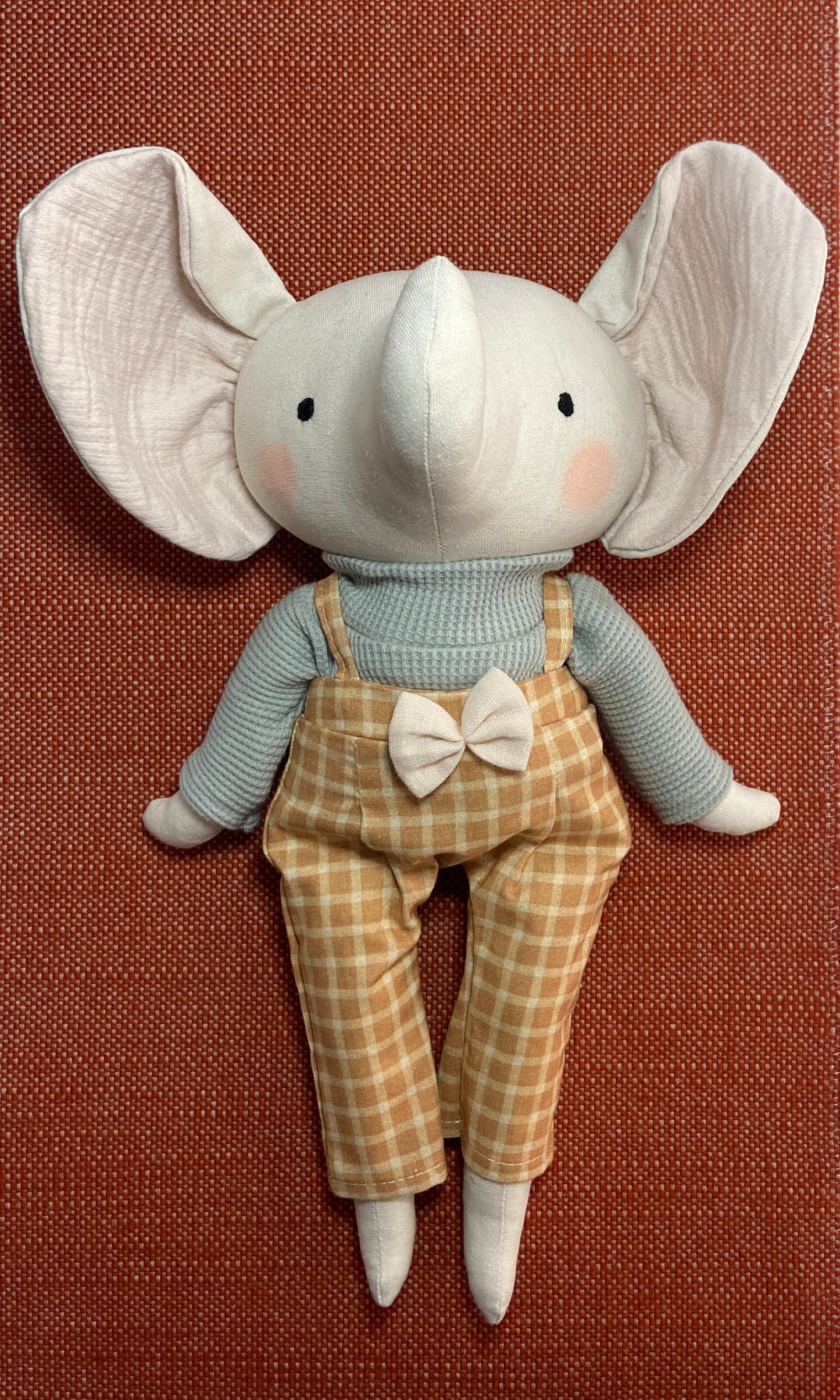 Elephant Heirloom Doll in Ocre Check Trousers