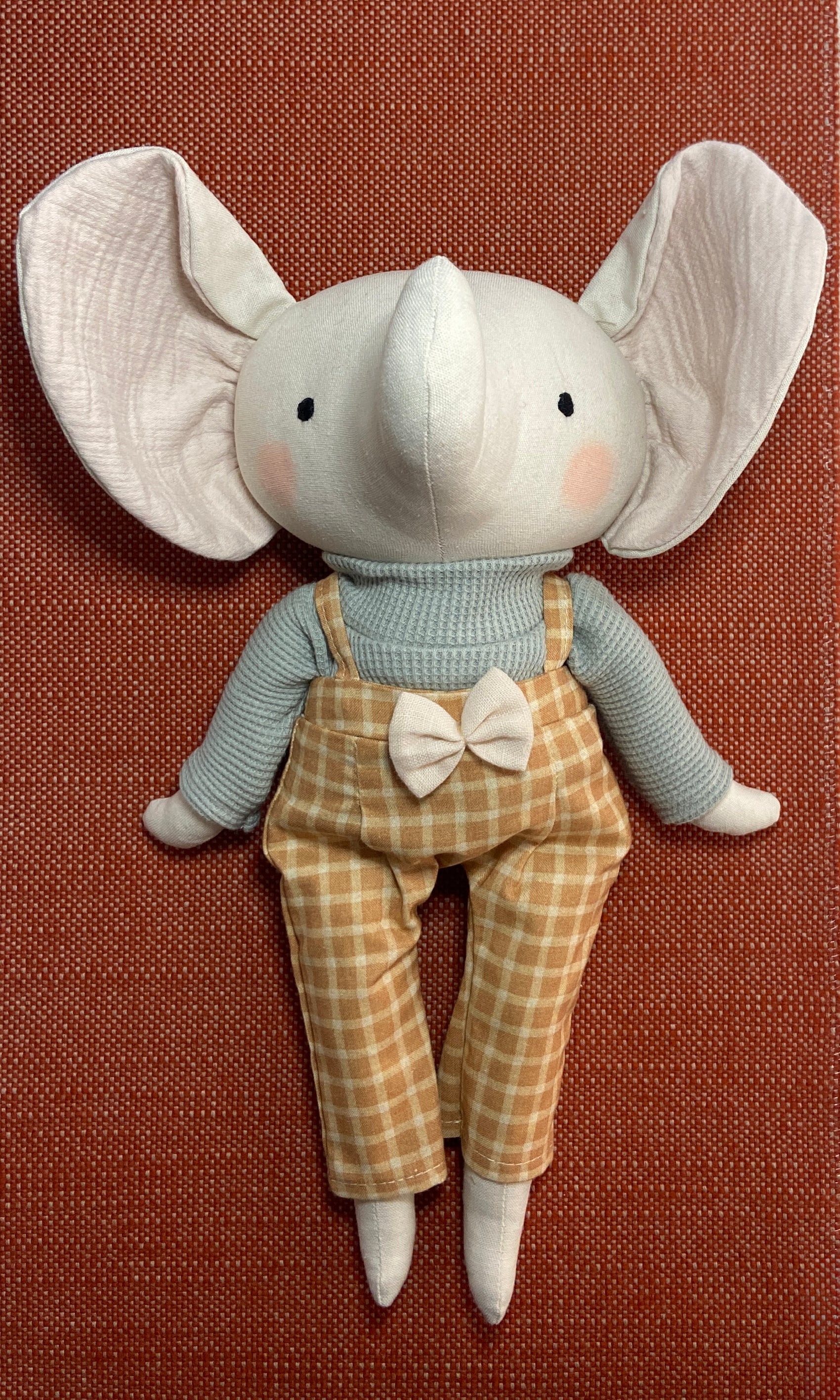 Elephant Heirloom Doll in Ocre Check Trousers