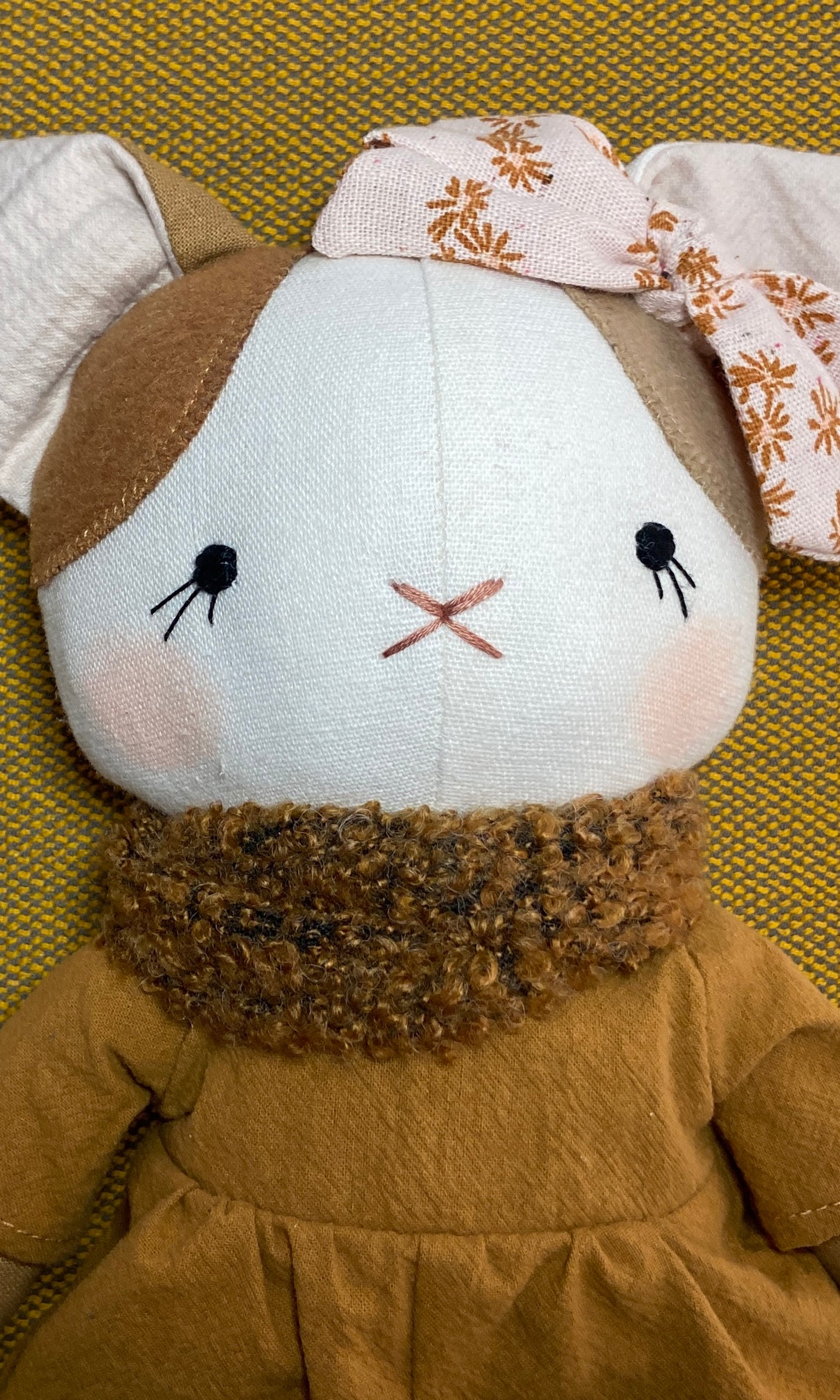 Cat Heirloom Doll in an Ocre Jumpsuit