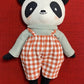 Panda Heirloom Doll in Red Gingham Shorts