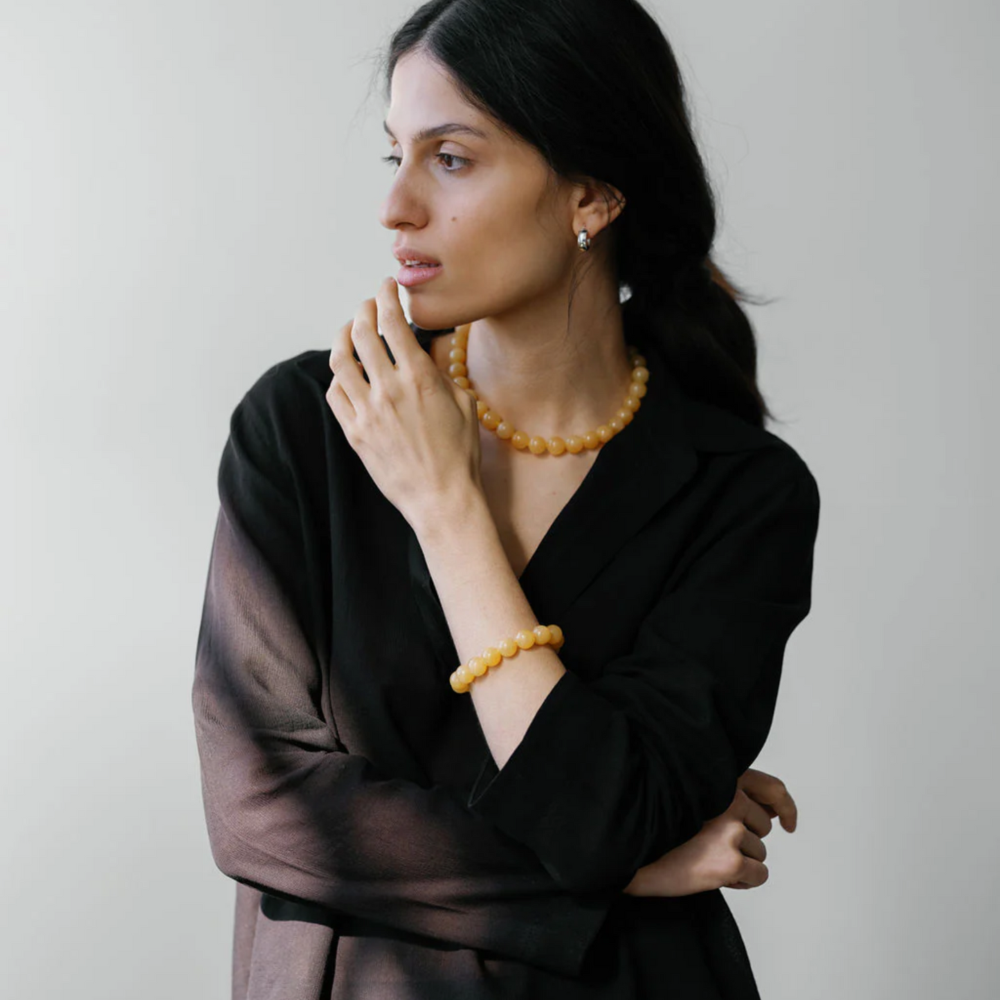 Grande Boule Honey Jade Necklace