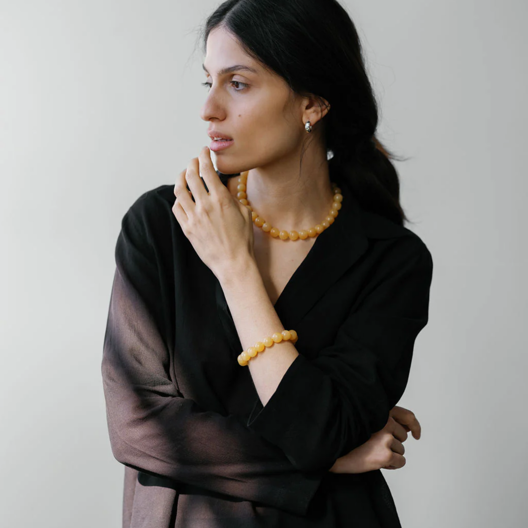 Grande Boule Honey Jade Necklace