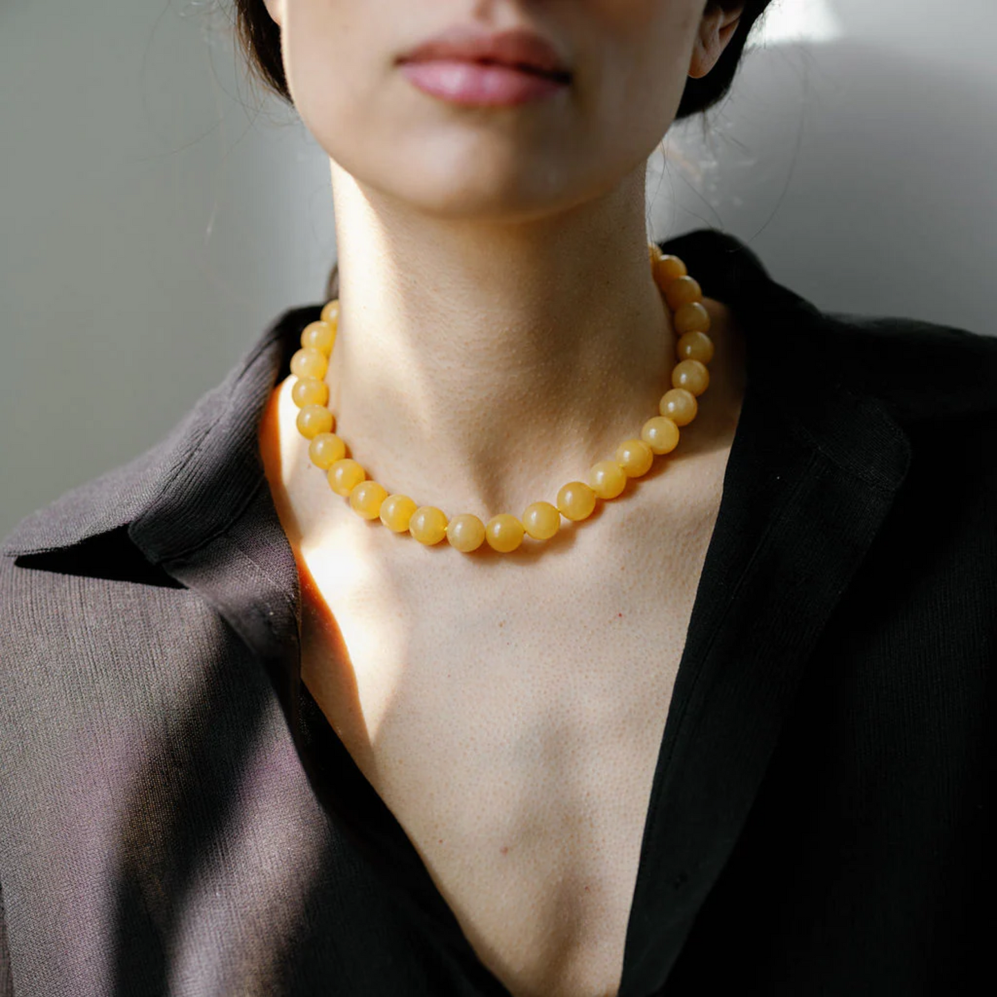 Grande Boule Honey Jade Necklace