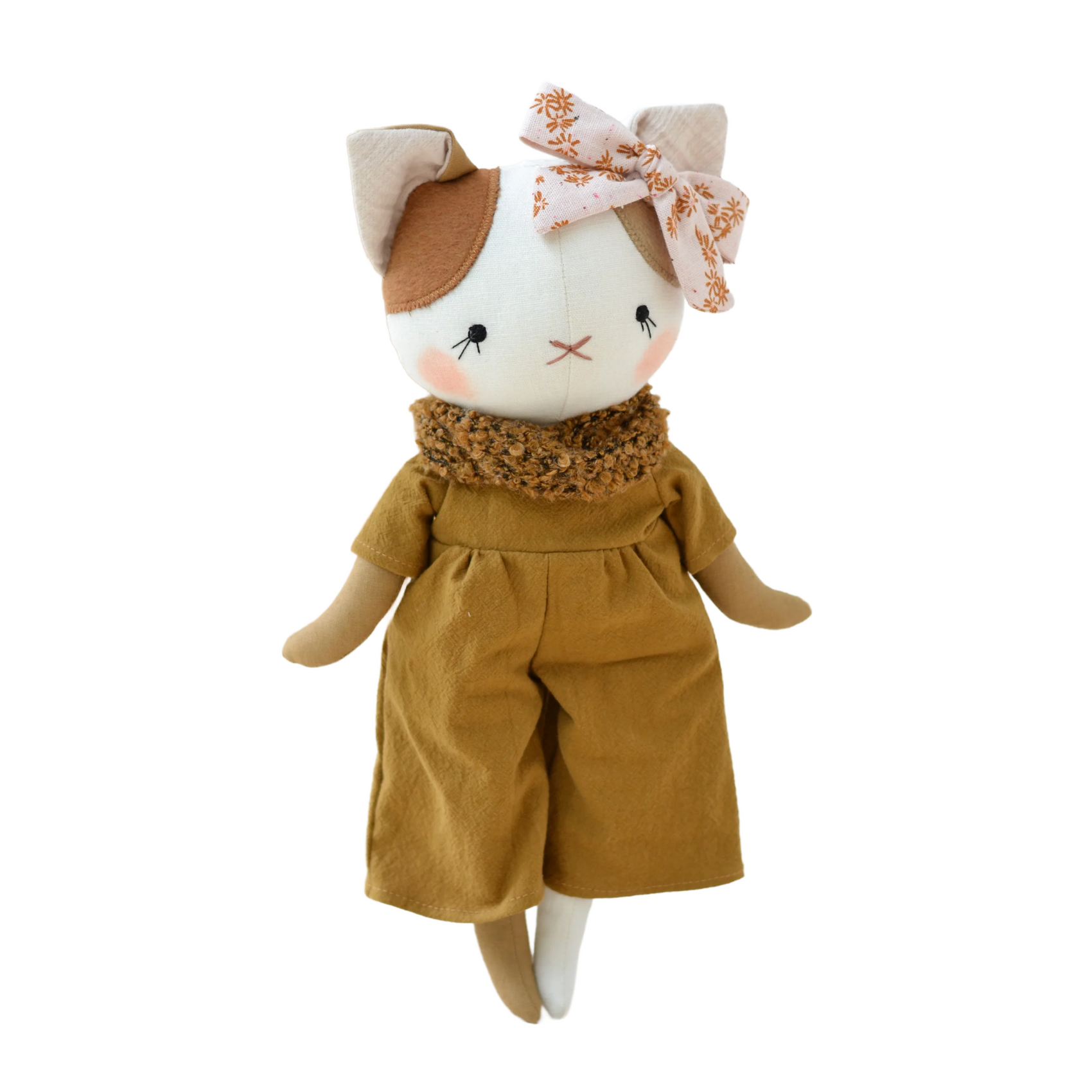 Cat Heirloom Doll in an Ocre Jumpsuit