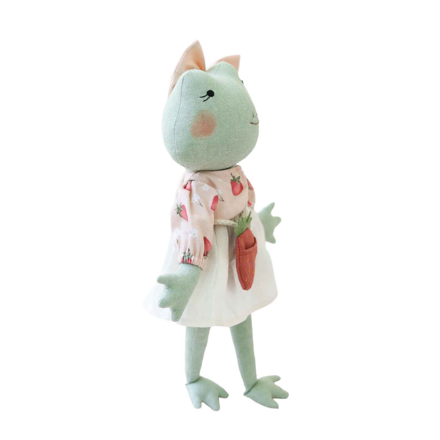 Frog Heirloom Doll with Strawberry Bag