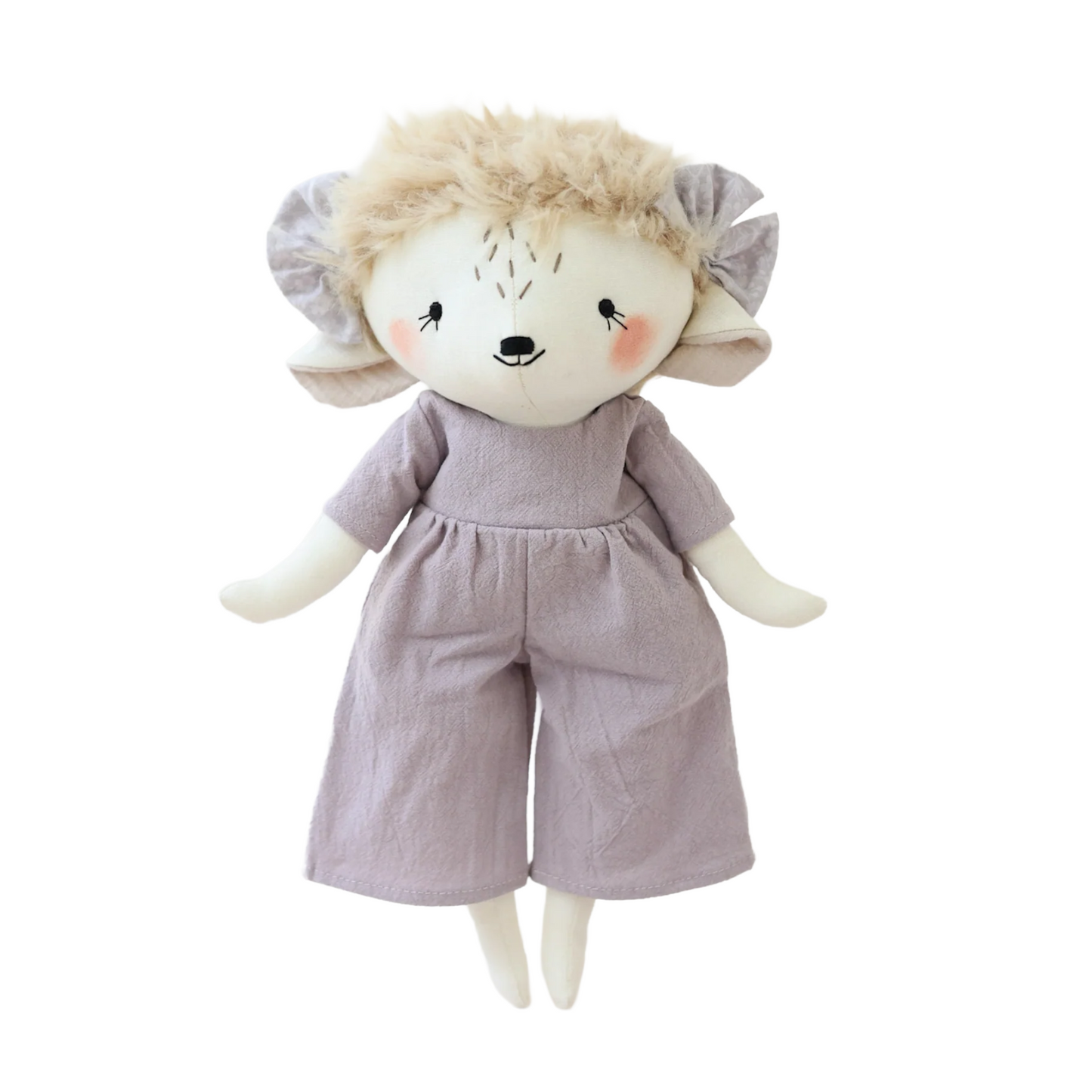 Hedgehog Heirloom Doll in a Lavender Jumpsuit