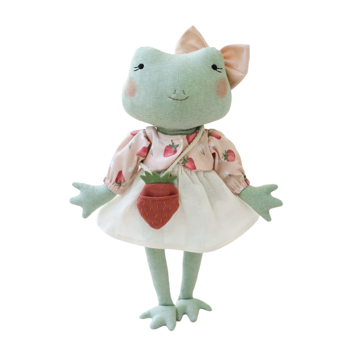 Frog Heirloom Doll with Strawberry Bag
