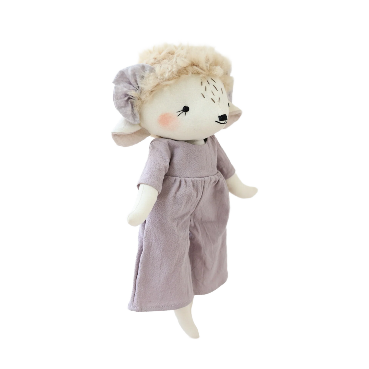 Hedgehog Heirloom Doll in a Lavender Jumpsuit
