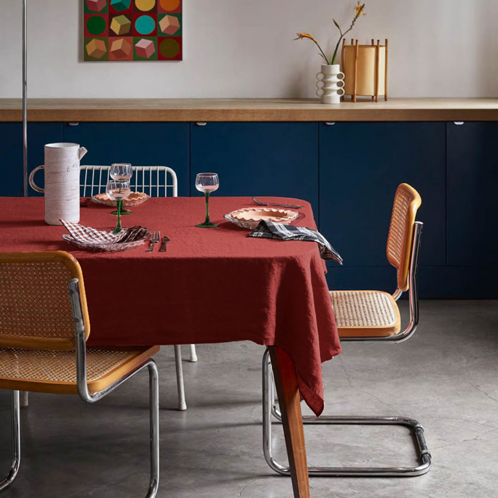 Linen Tablecloth Carmine Red