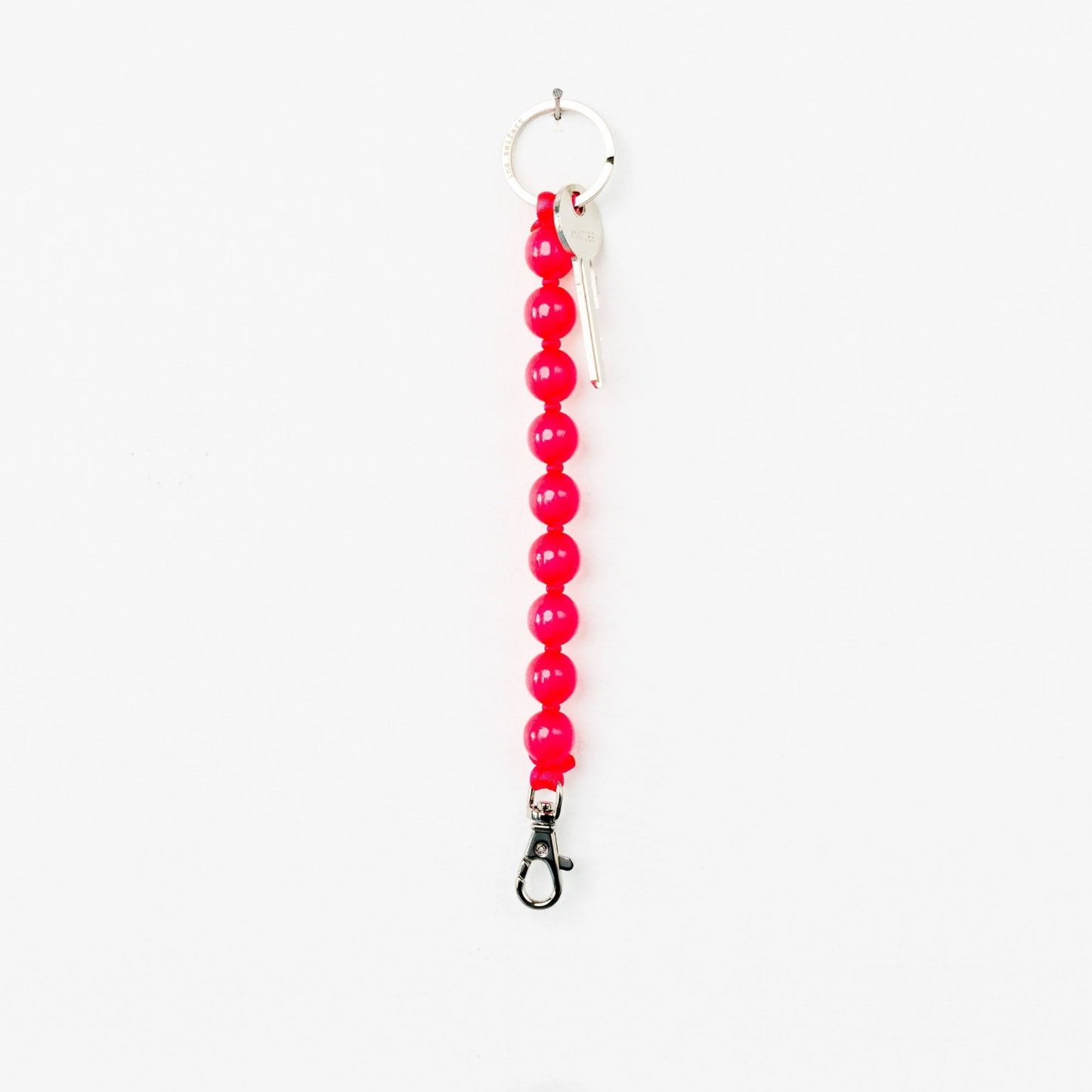 Beaded Key Holder Neon Pink