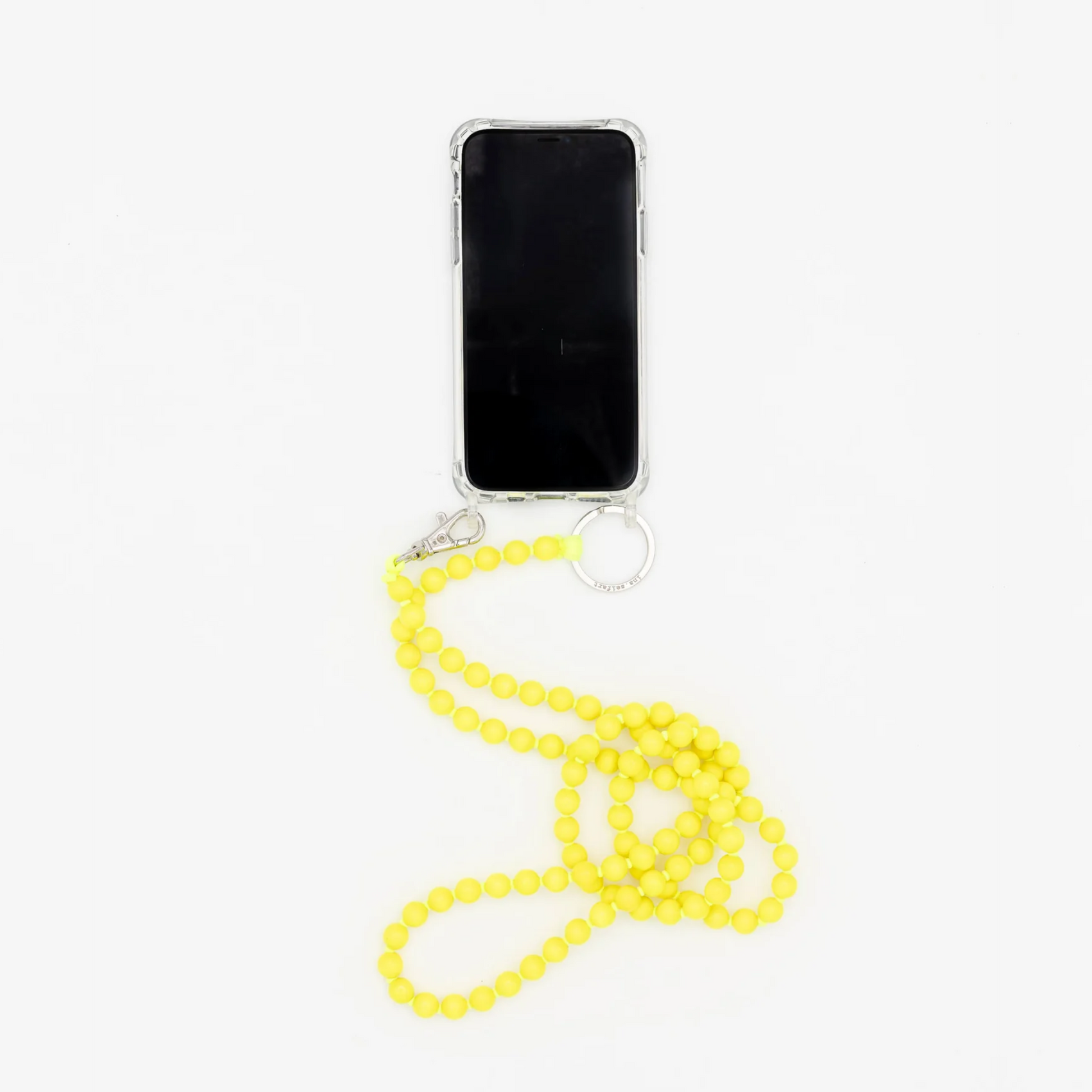 Beaded Phone Necklace Neon Yellow