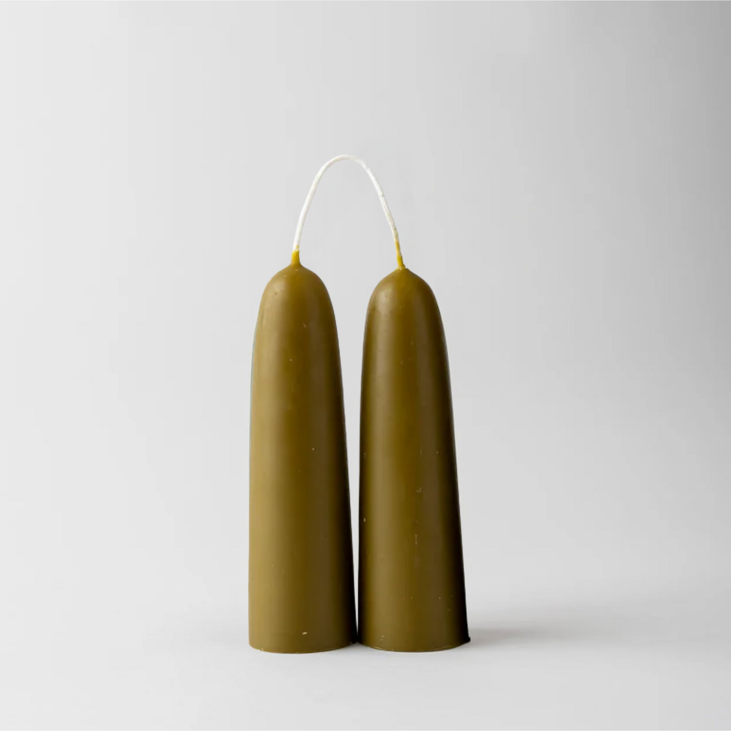 Beeswax Wide Taper Candles Green Tea Small