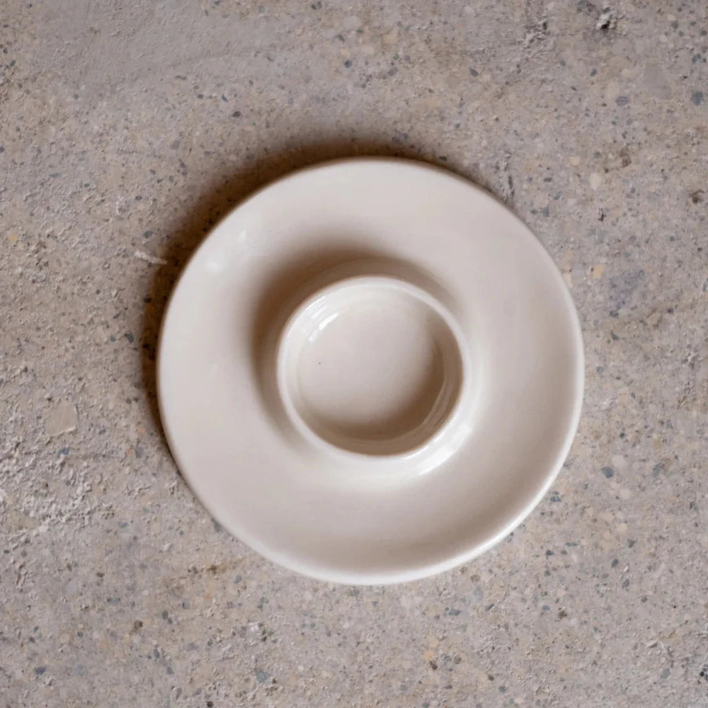 Wide Taper Ceramic Candleholder Glossy Cream