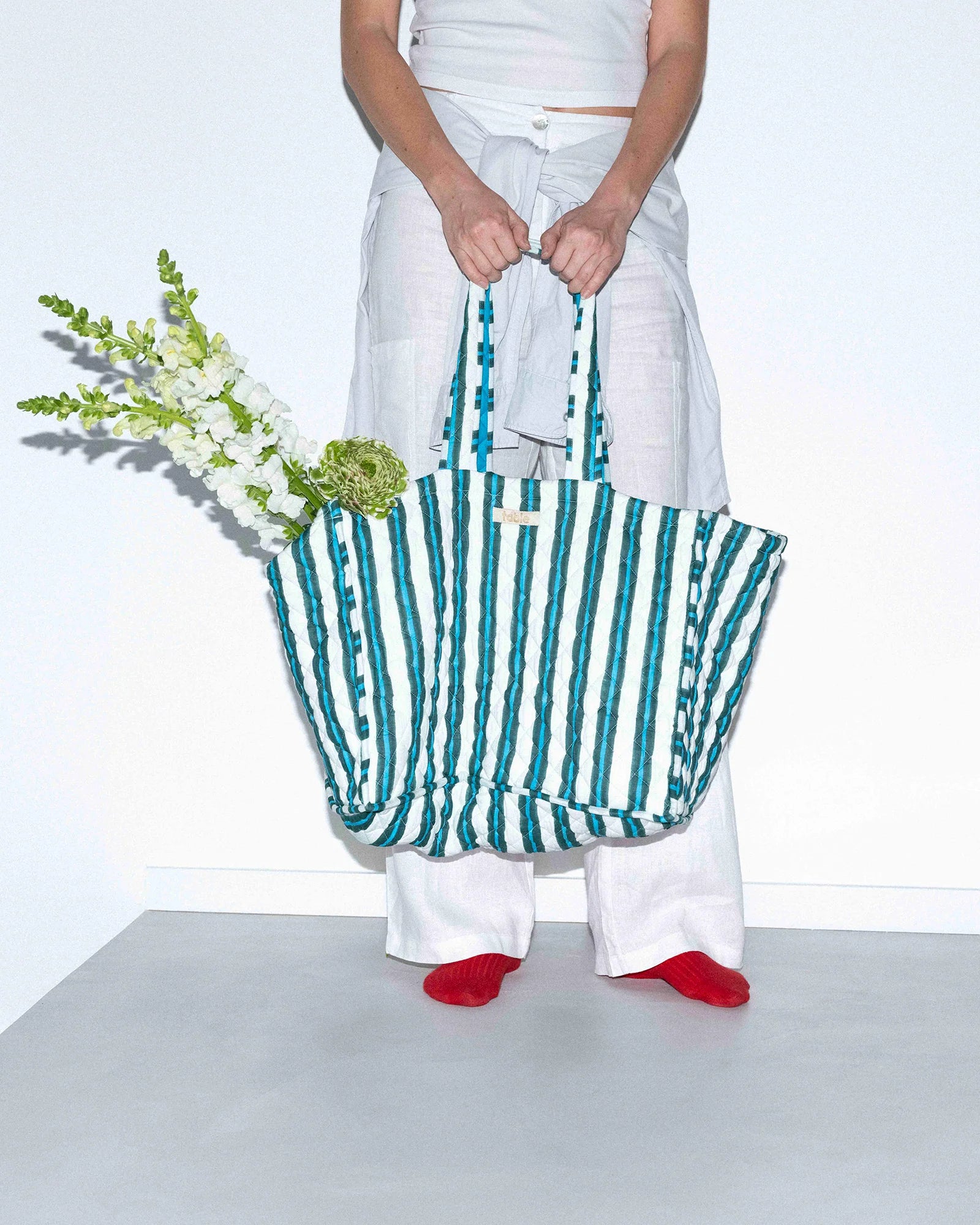 Marseille Blue/Green Quilted Tote