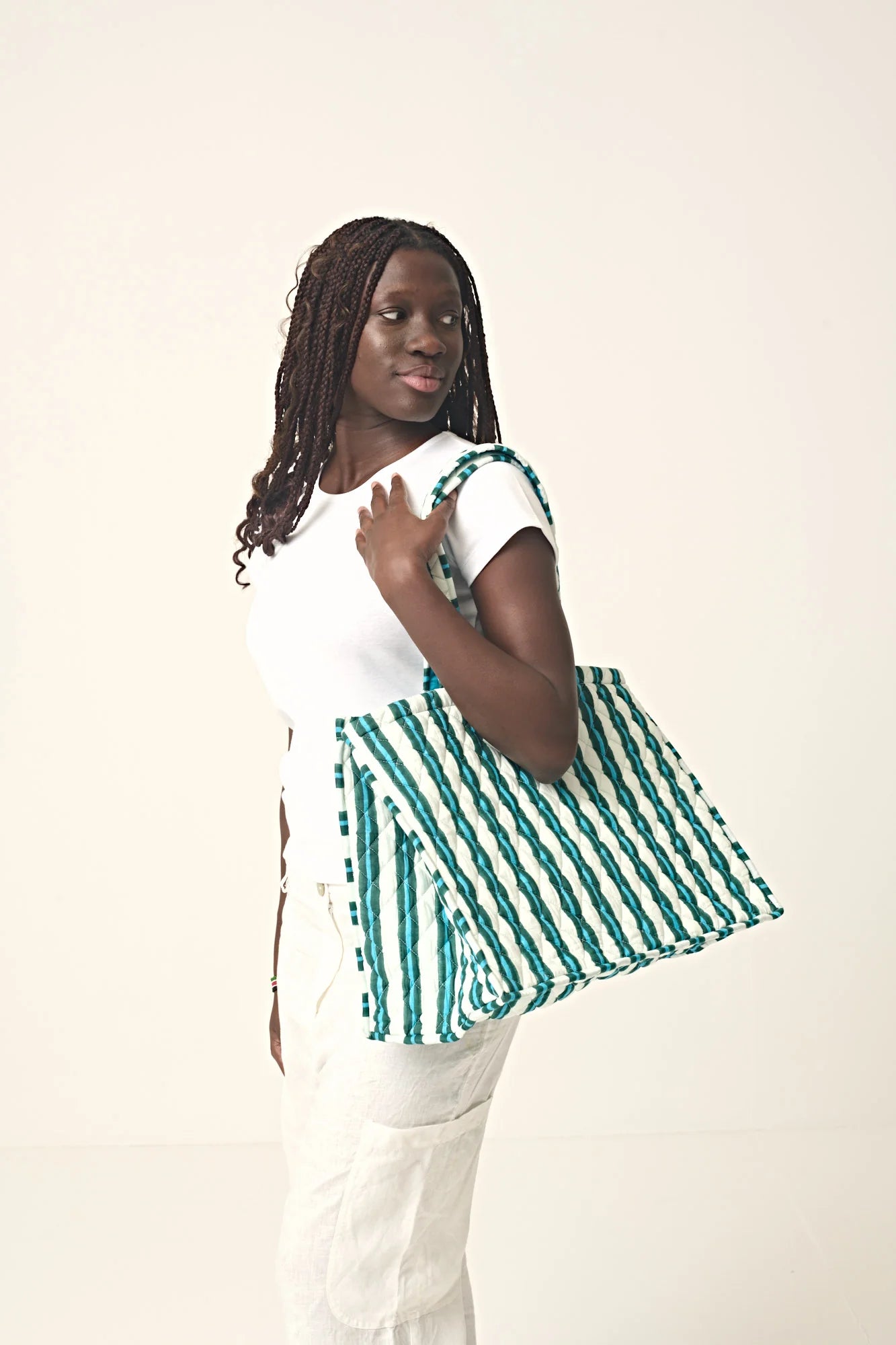Marseille Blue/Green Quilted Tote