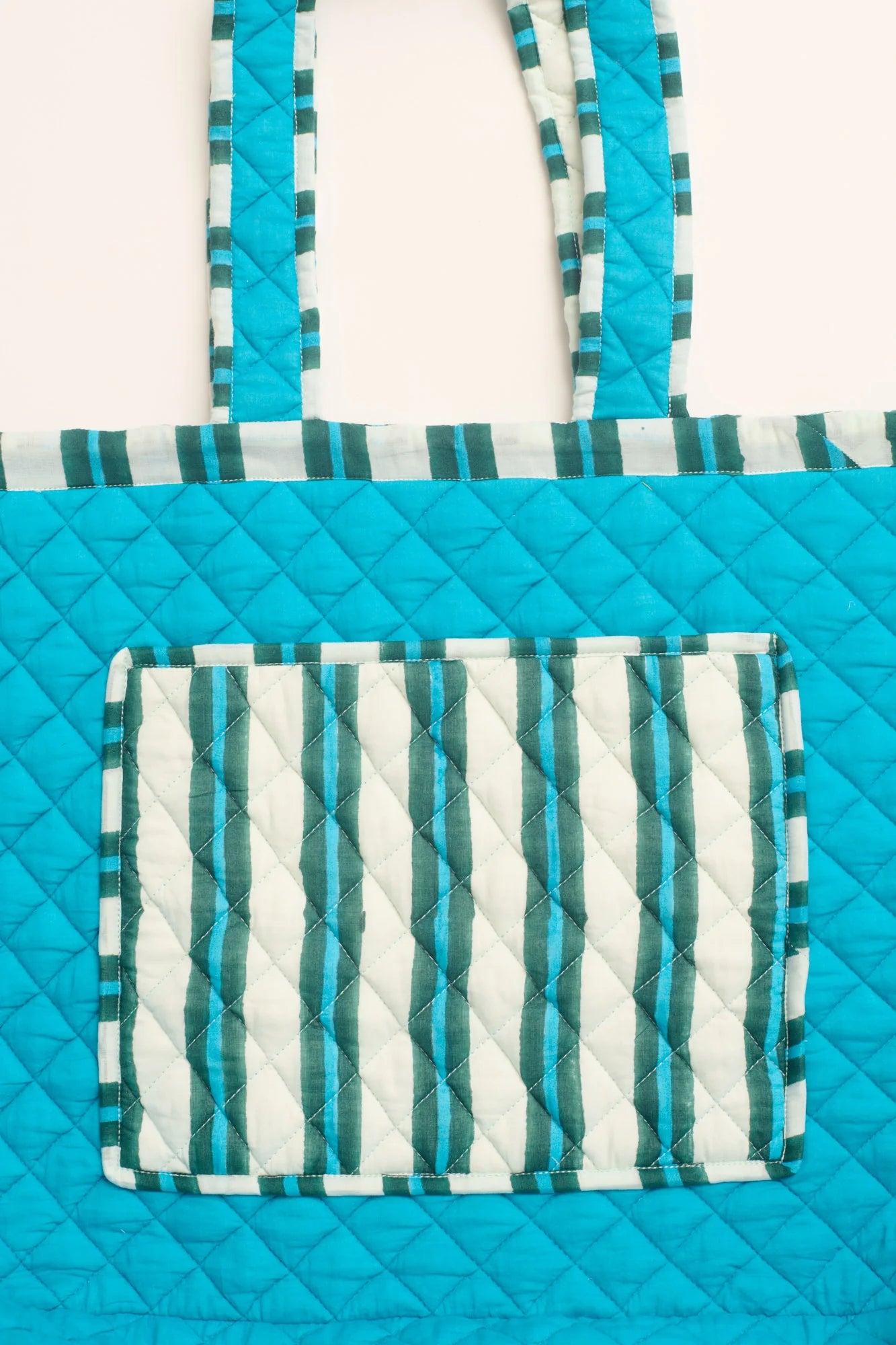 Marseille Blue/Green Quilted Tote
