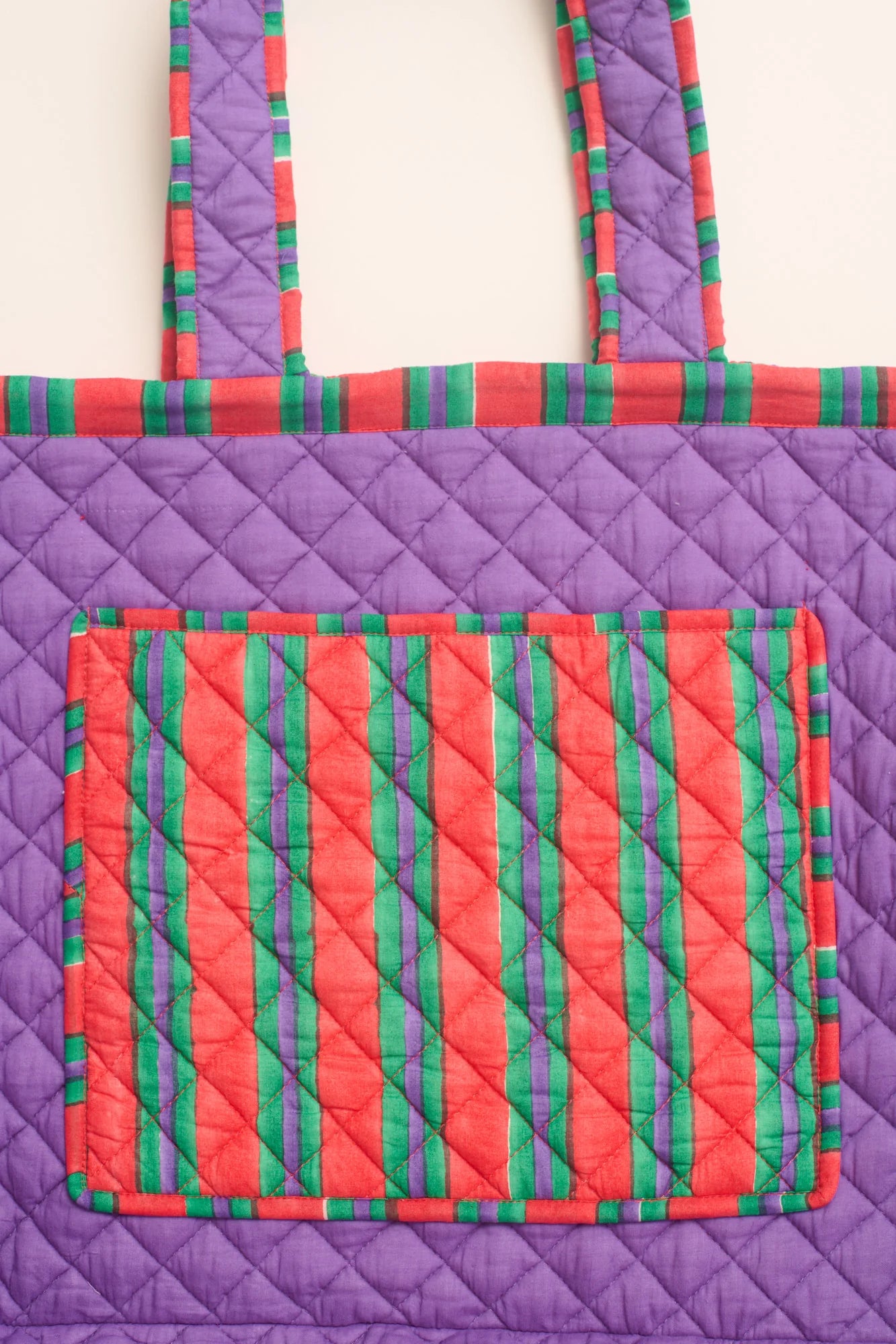 Marseille Red/Purple/Yellow Quilted Tote