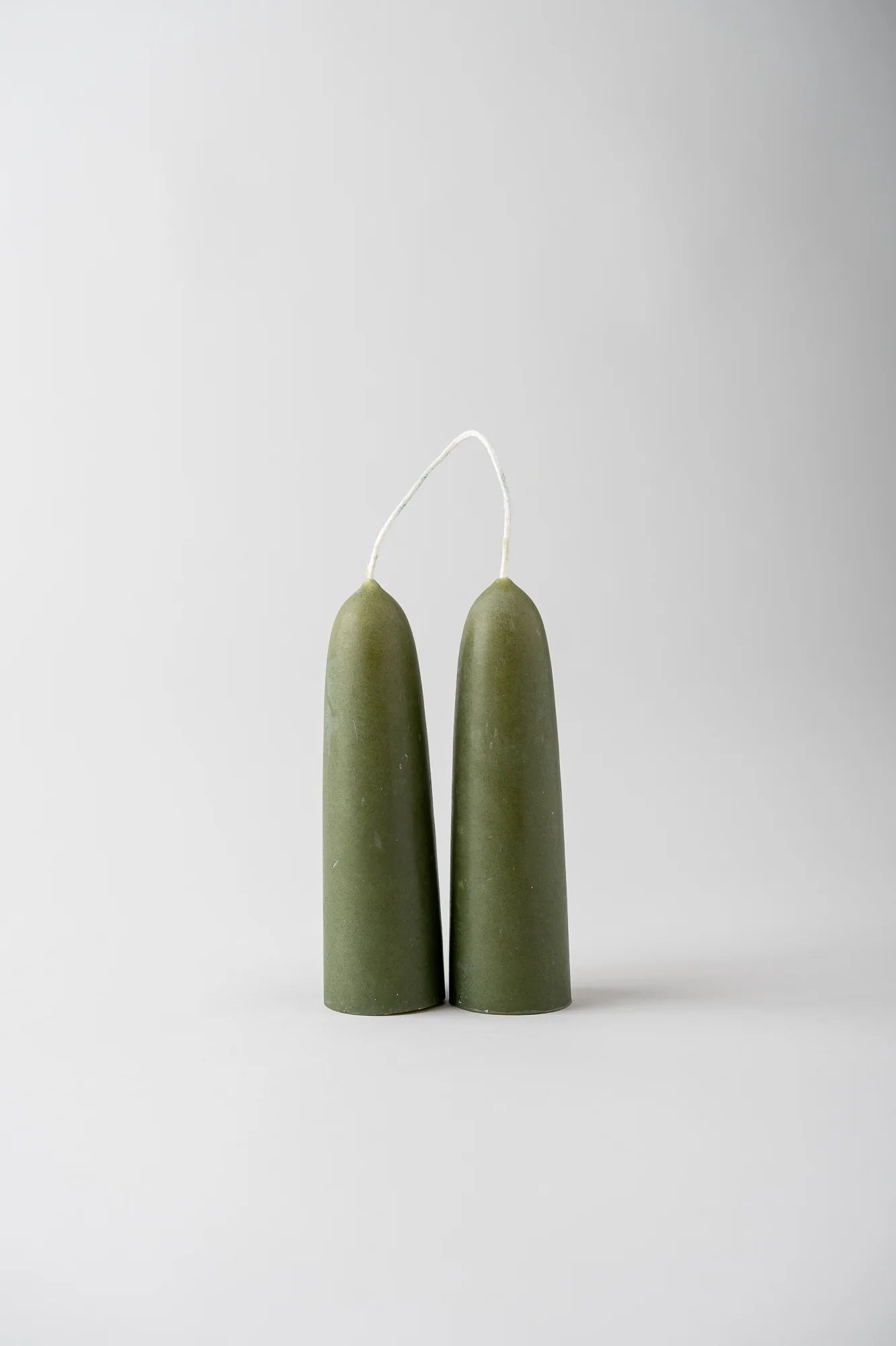 Beeswax Wide Taper Candles Spruce Green Small