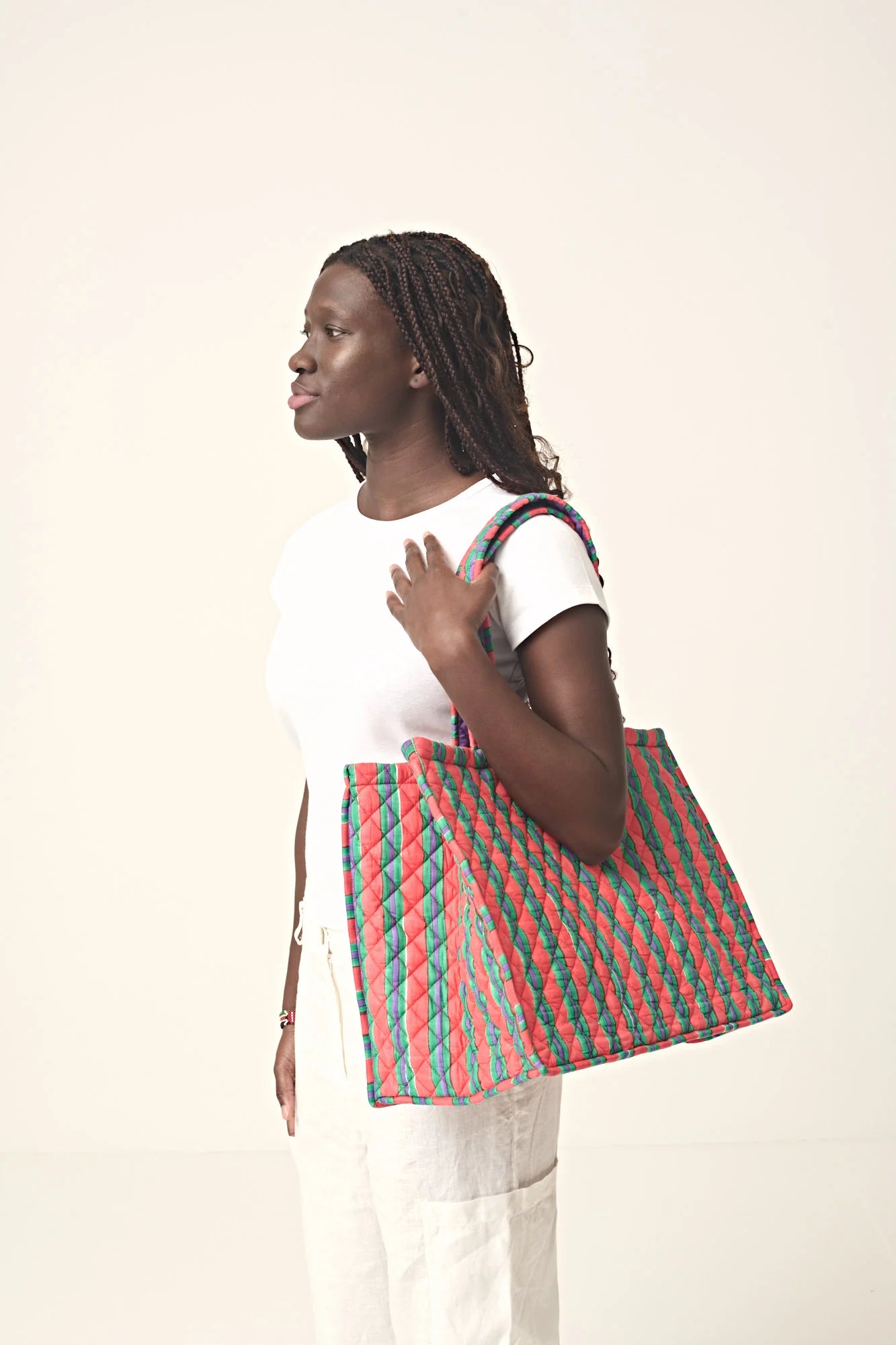 Marseille Red/Purple/Yellow Quilted Tote