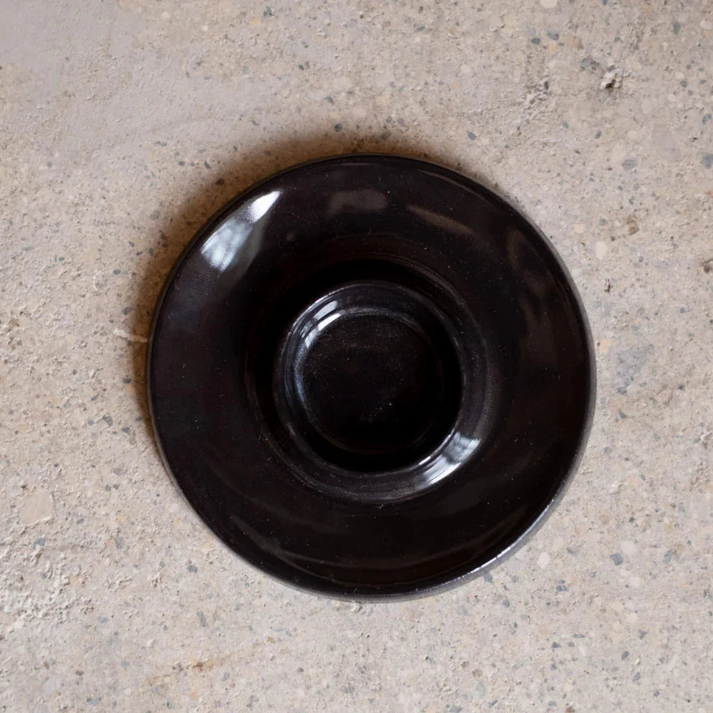 Wide Taper Ceramic Candleholder Glossy Black