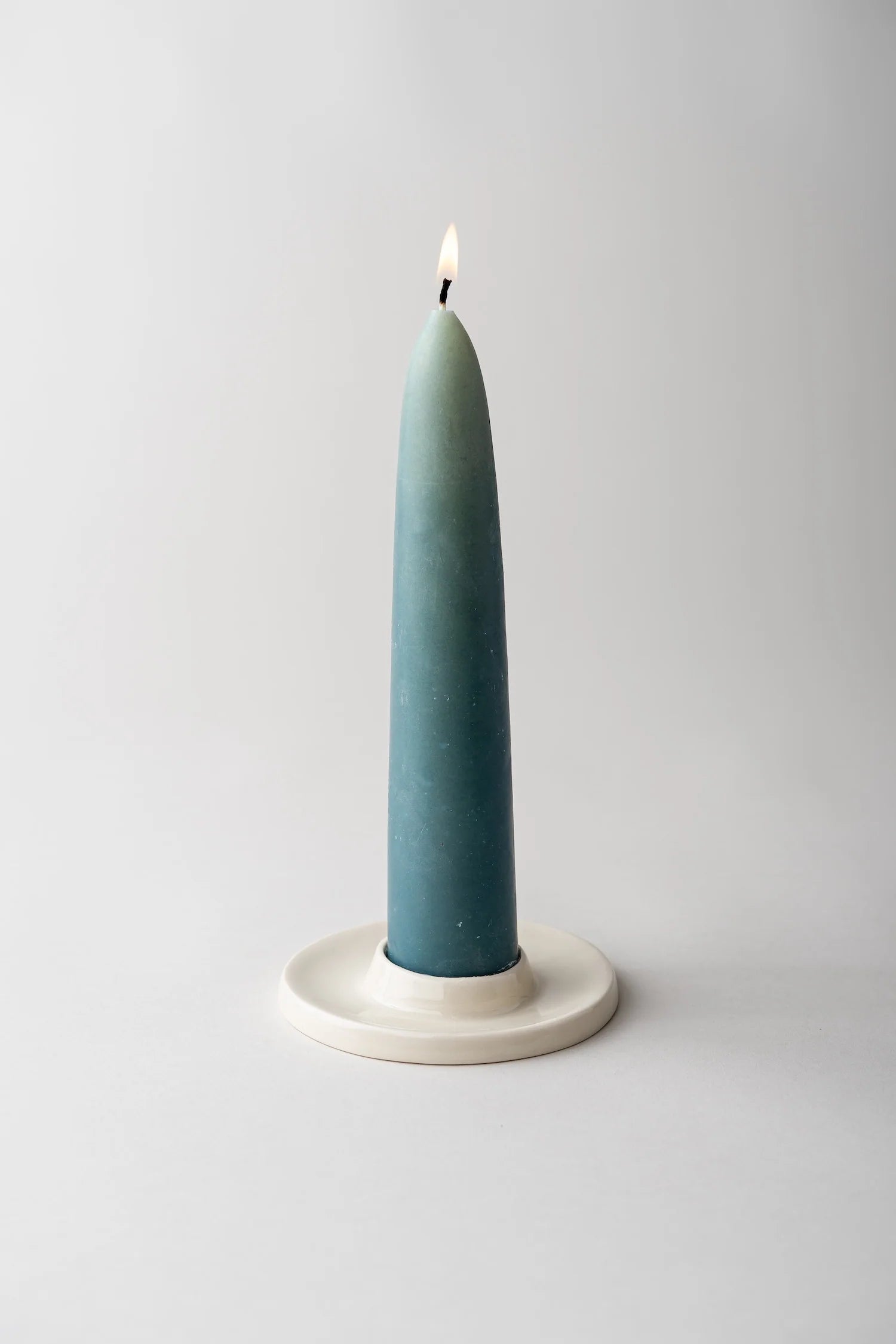 Wide Taper Ceramic Candleholder Glossy Cream