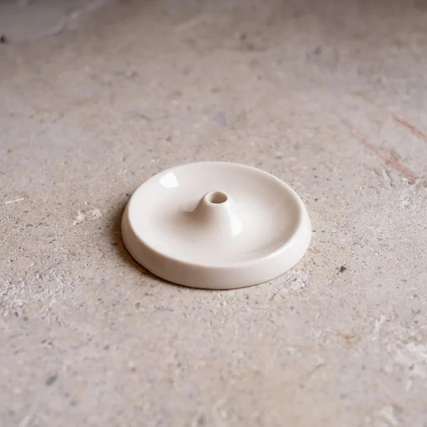 Festive Ceramic Candleholder Glossy Cream